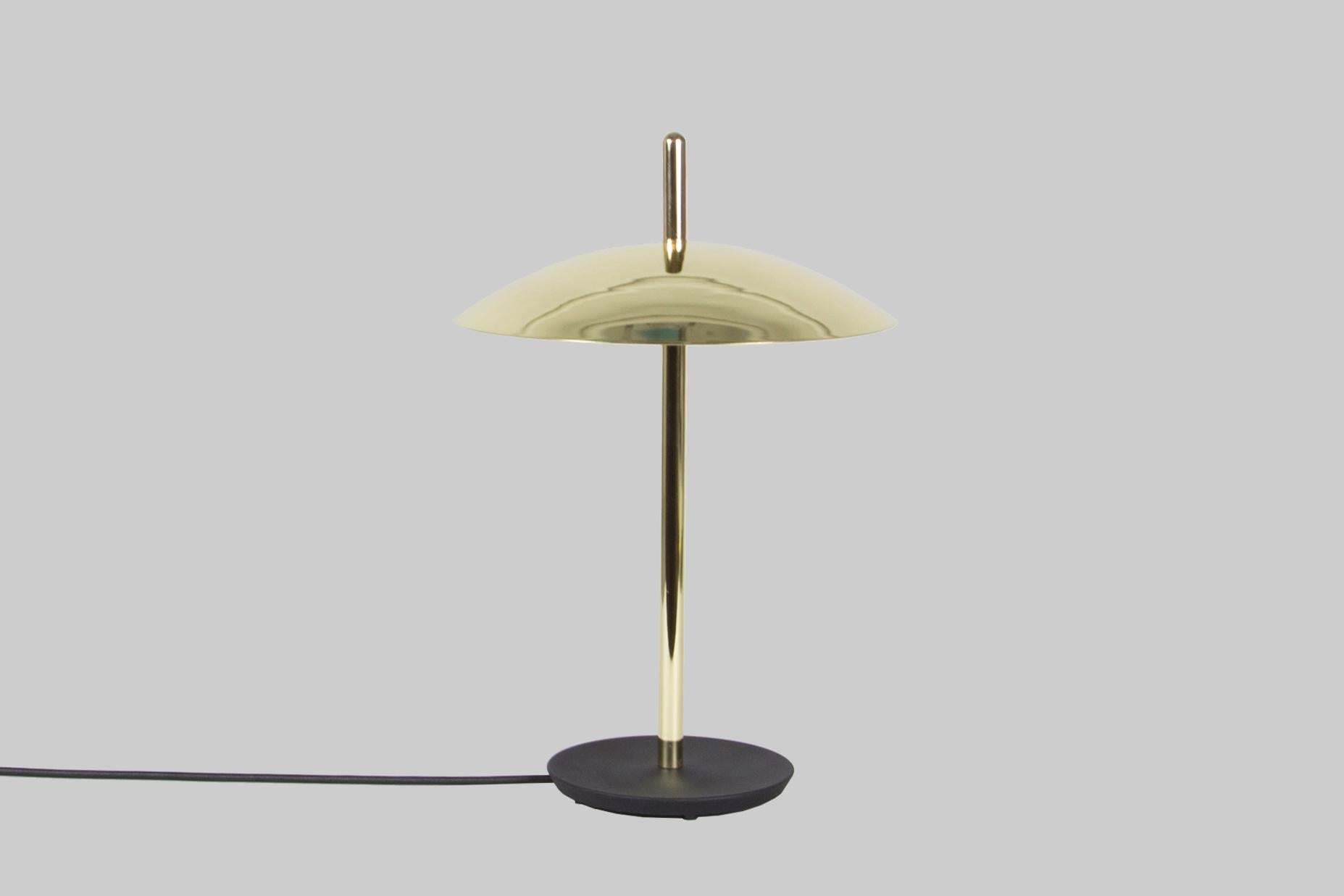 American Pair of Signal Table Lamp from Souda, Black and Brass, Made to Order For Sale