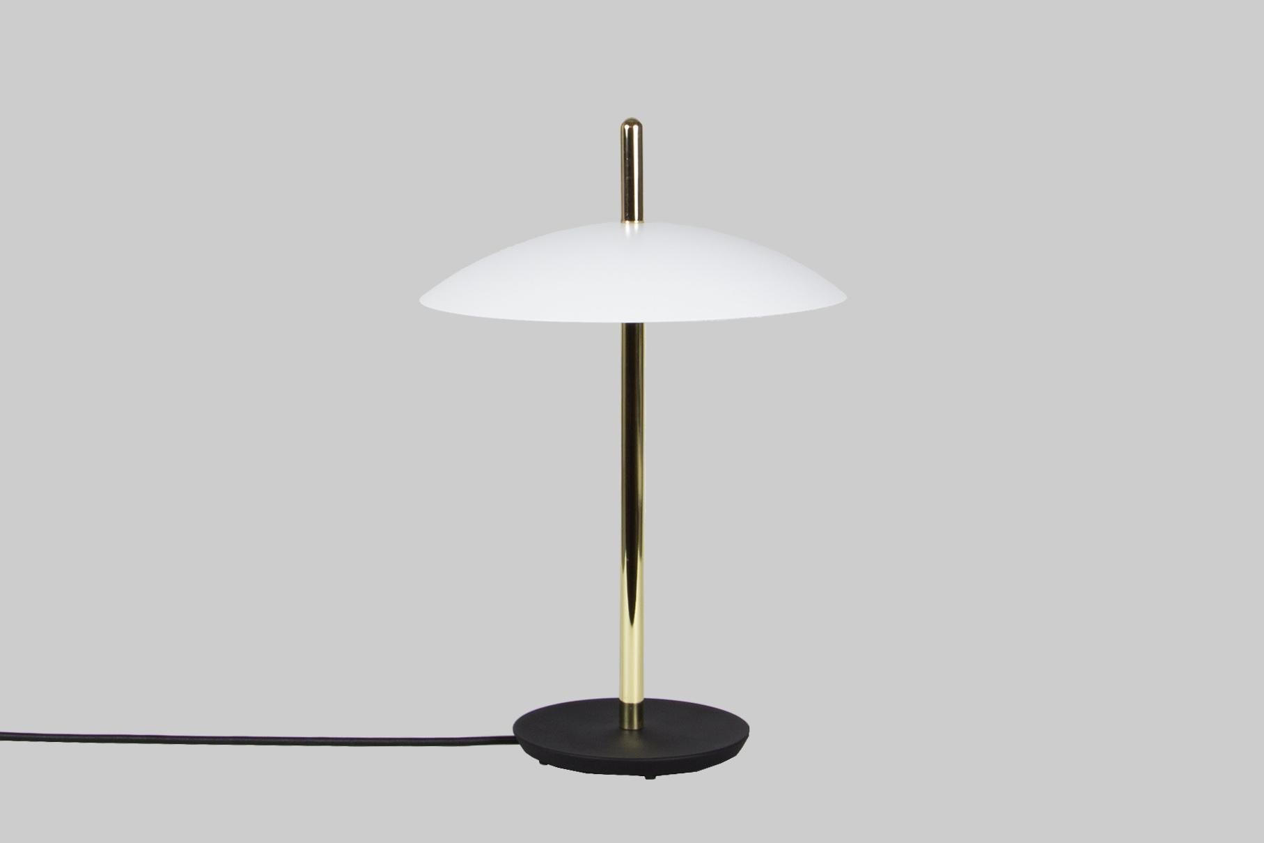 Powder-Coated Pair of Signal Table Lamp from Souda, Black and Brass, Made to Order For Sale