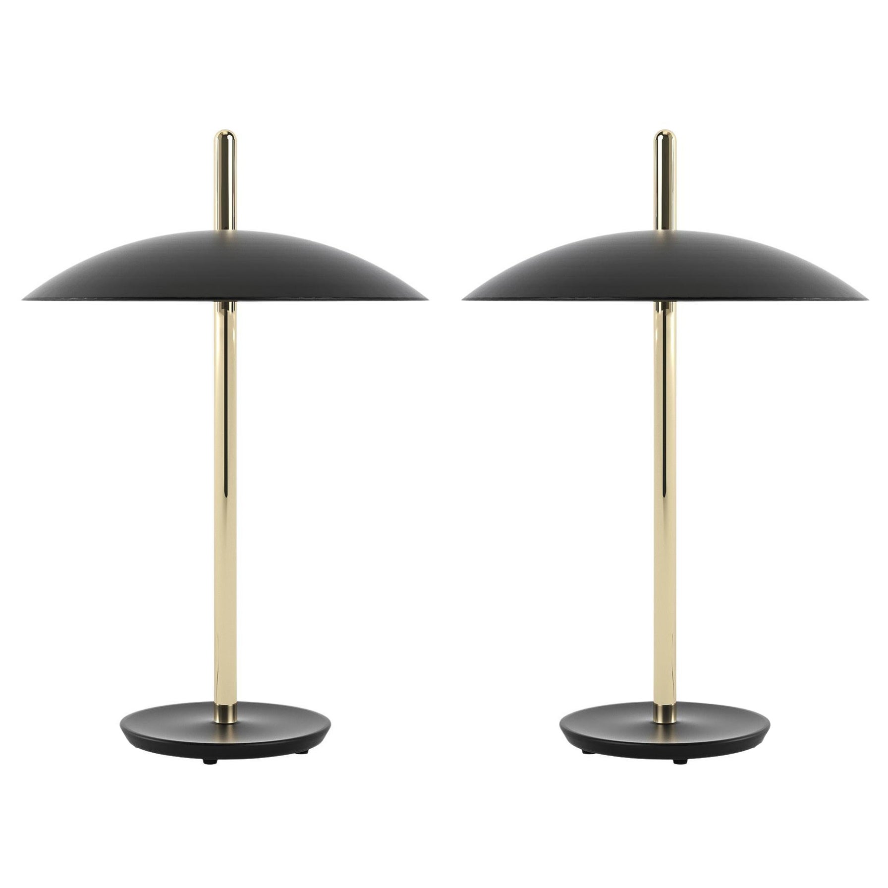 Pair of Signal Table Lamp from Souda, Black and Brass, Made to Order