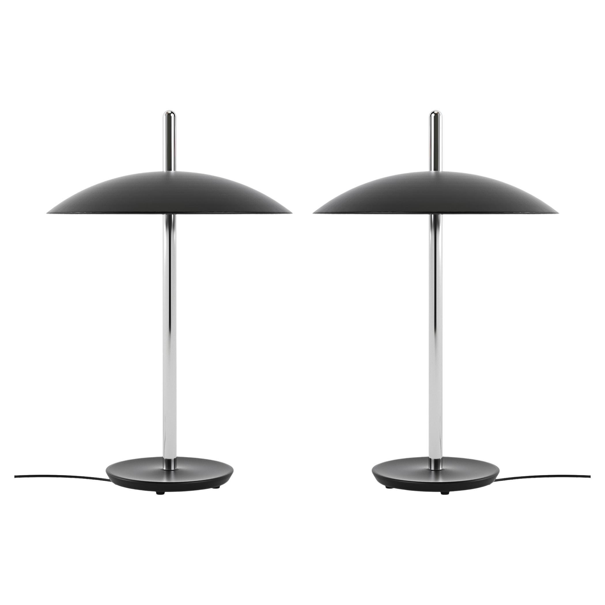 Pair of Signal Table Lamps from Souda, Black/Nickel, Made to Order