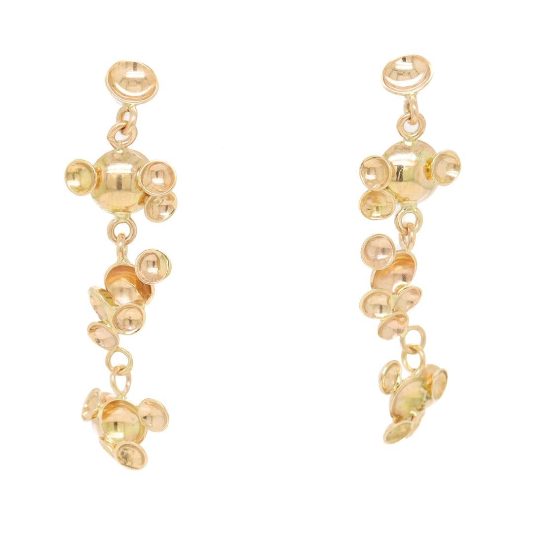 Modernista Coppia di orecchini modernisti firmati in oro 14k in vendita
