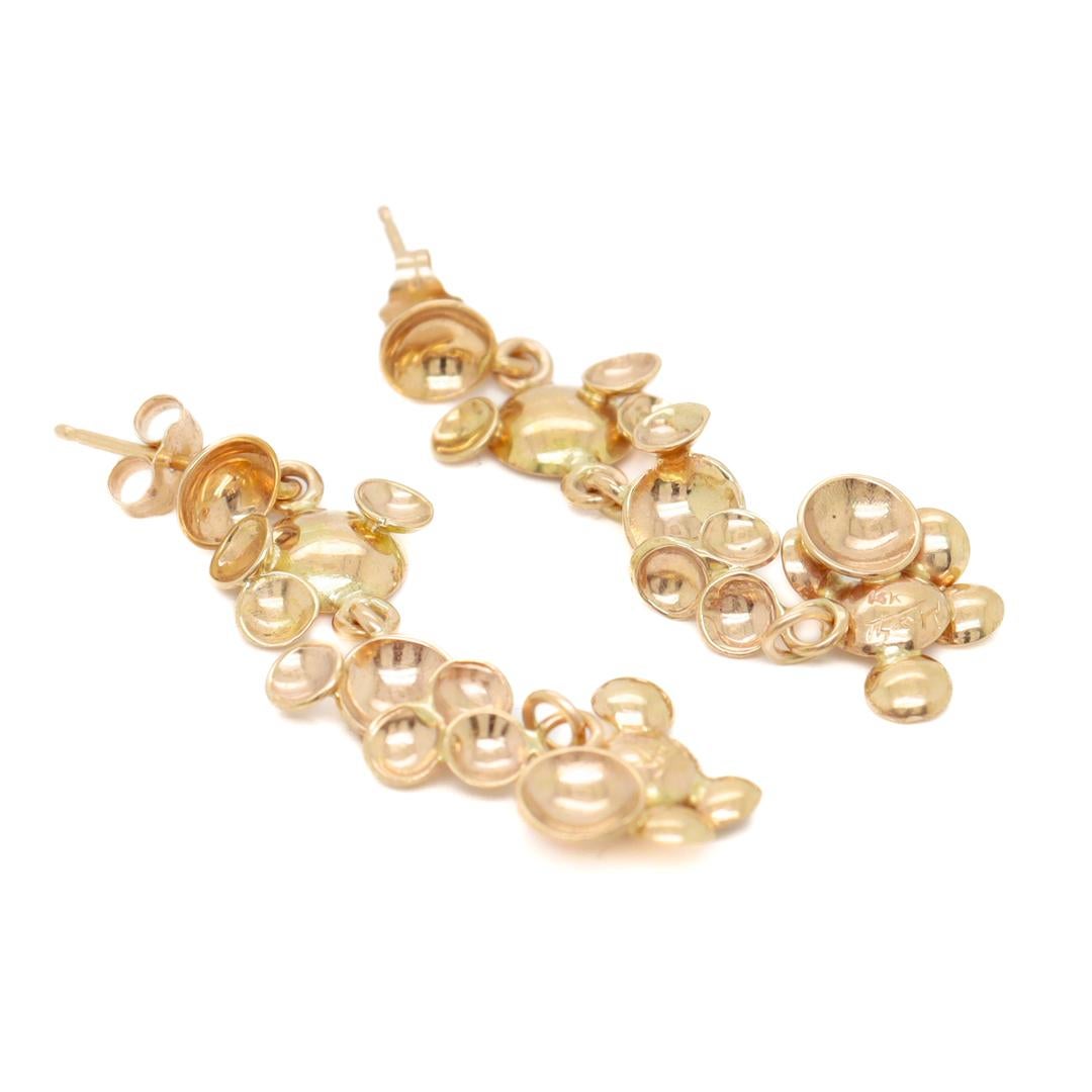 Women's Pair of Signed 14k Gold Modernist Earrings For Sale