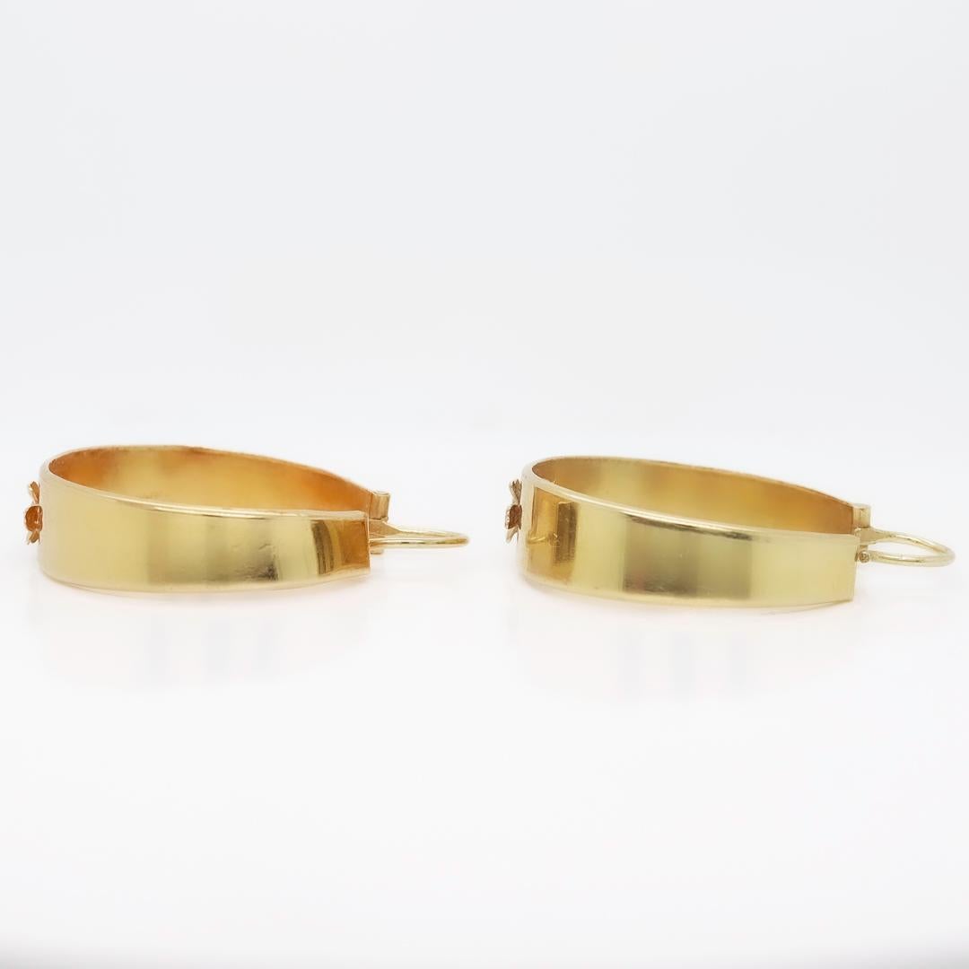 Pair of Signed 18k Corletto Etruscan Revival Style Hoop Earrings 6