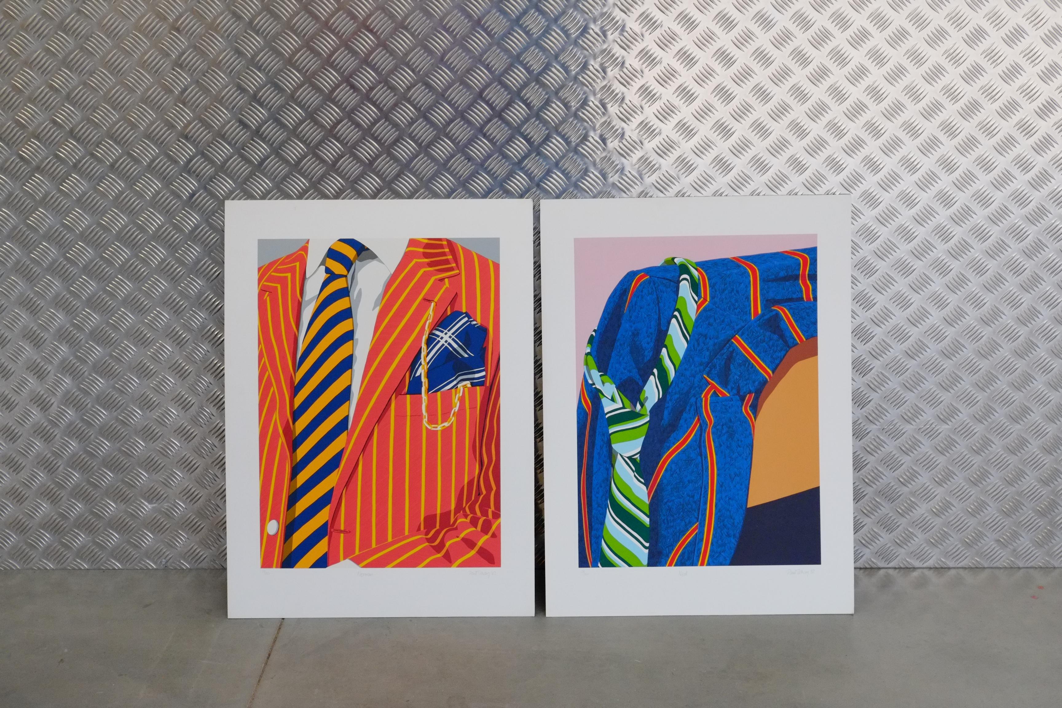 A large pair of signed, limited edition Pop Art screen prints by Paul Tracy.
1982.

Printed on archival Arches 88 with blind stamp. Limited edition and signed.
These are beautiful large prints, full of colour and interesting details. Bold