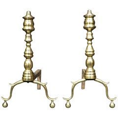 Pair of Federal Style Brass Andirons Signed Rostand,  American Circa 1890 