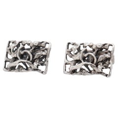Pair of Signed Aage Weimar Danish Mid-Century Modern Sterling Silver Cufflinks