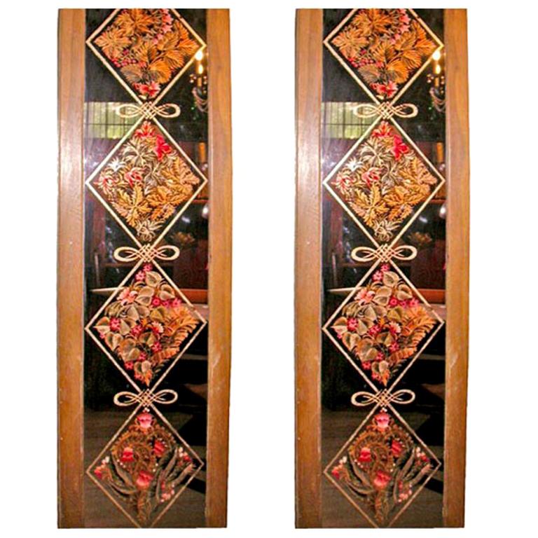 Pair of Signed and Dated Eglomise Panels from France