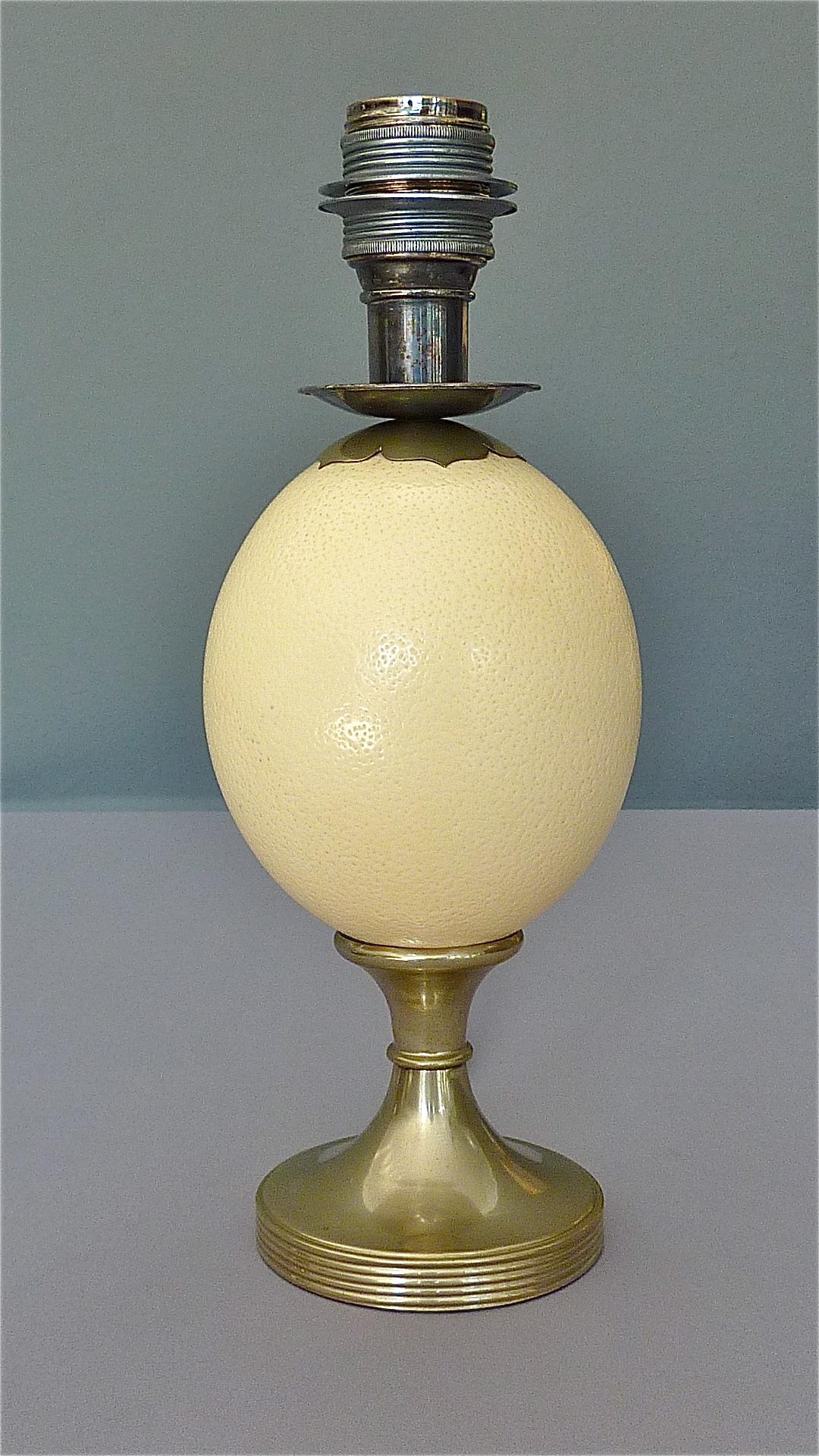 Pair of Signed Anthony Redmile Table Lamps Metal Ostrich Egg Silvered, 1970s 3