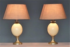 Pair of Signed Anthony Redmile Table Lamps Metal Ostrich Egg Silvered, 1970s