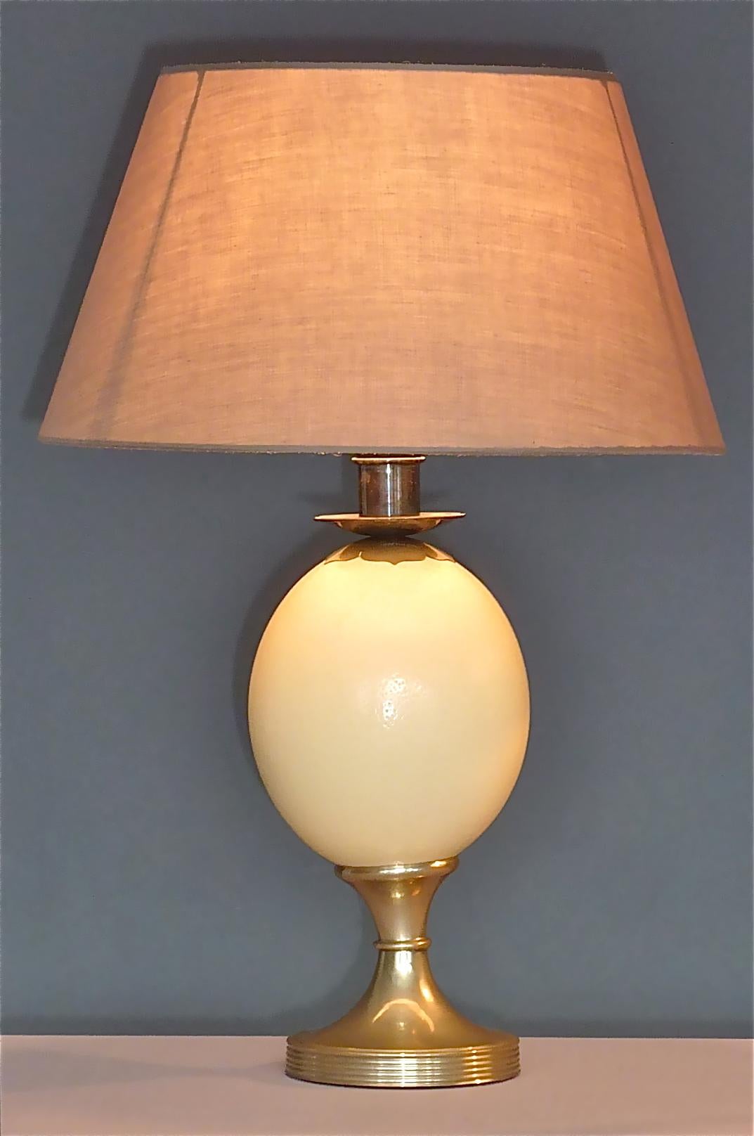 Mid-Century Modern Pair of Signed Anthony Redmile Table Lamps Metal Ostrich Egg Silvered, 1970s