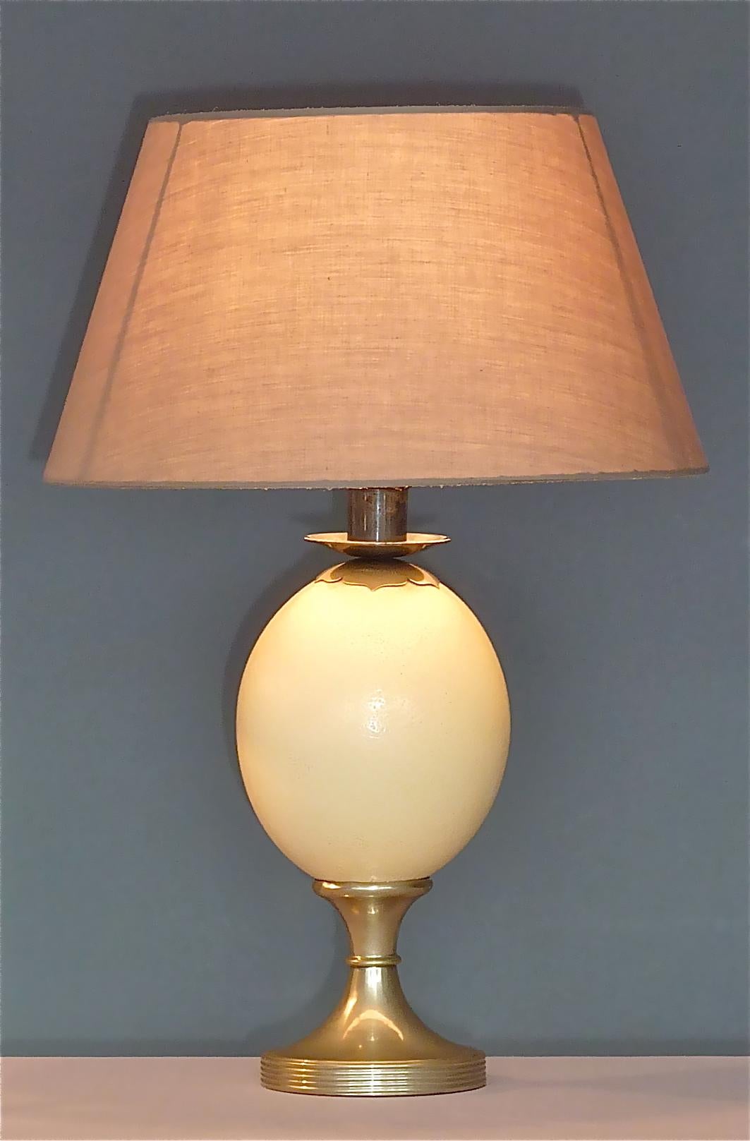 English Pair of Signed Anthony Redmile Table Lamps Metal Ostrich Egg Silvered, 1970s