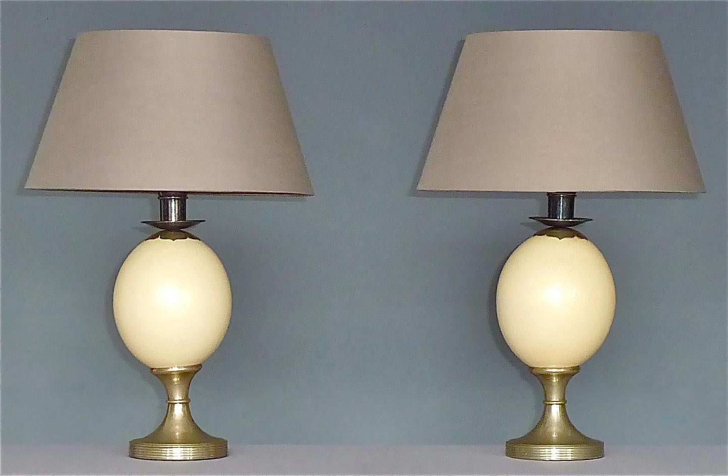 Late 20th Century Pair of Signed Anthony Redmile Table Lamps Metal Ostrich Egg Silvered, 1970s