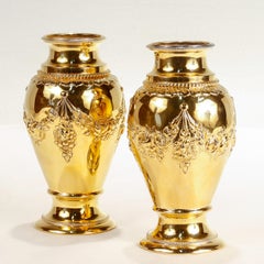 Paire de vases anciens en argent doré .800 signés Hanau J. Kurz