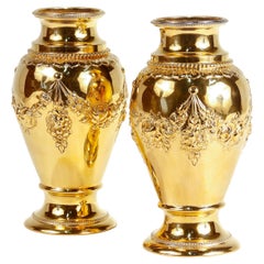 Pair of Signed Antique Hanau J. Kurz Gilt, 800 Silver Vases