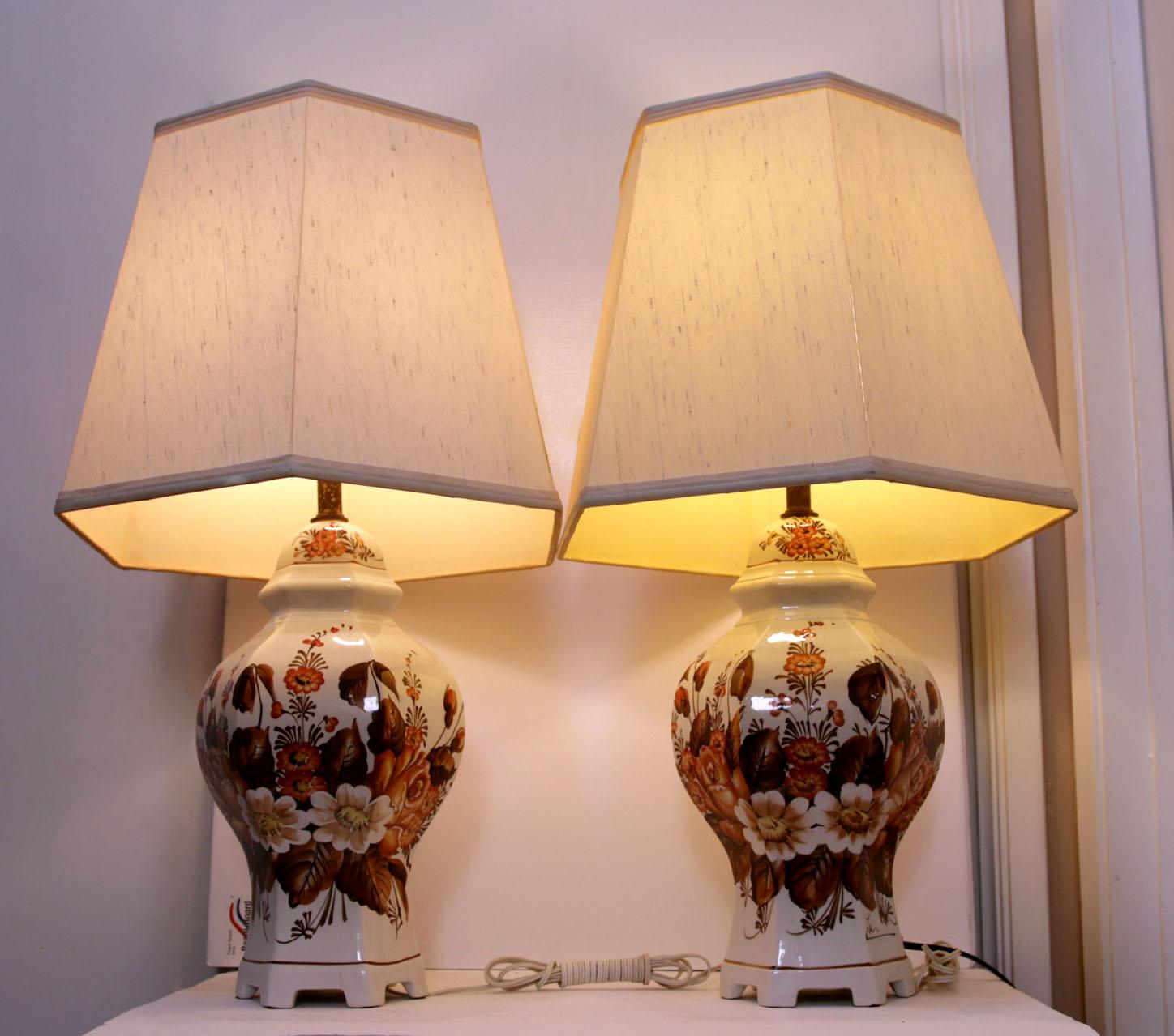 Mid-Century Modern Pair of Signed Antonio Zen Hexagonal Lamps, Made in Italy For Sale