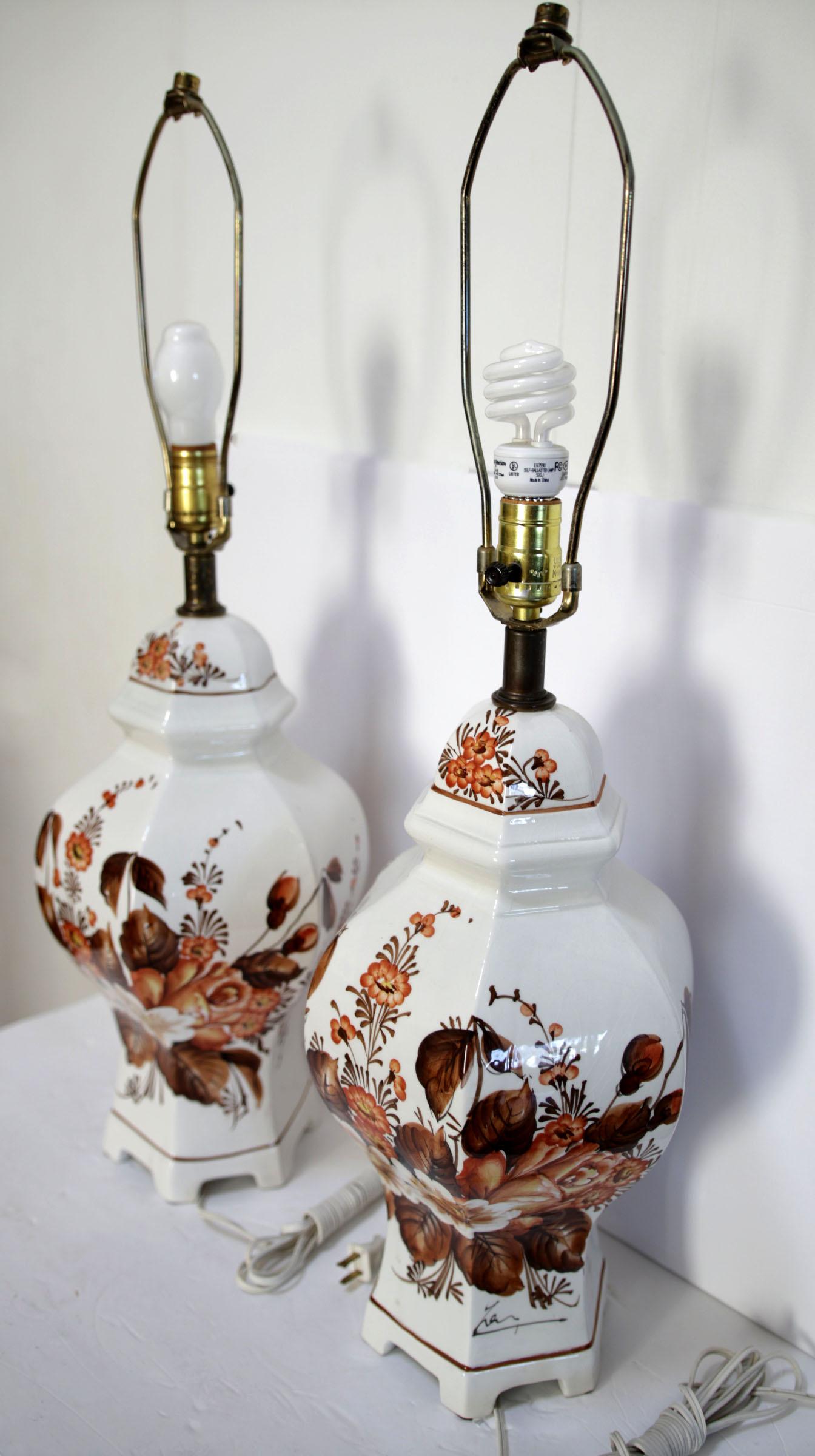 Italian Pair of Signed Antonio Zen Hexagonal Lamps, Made in Italy For Sale