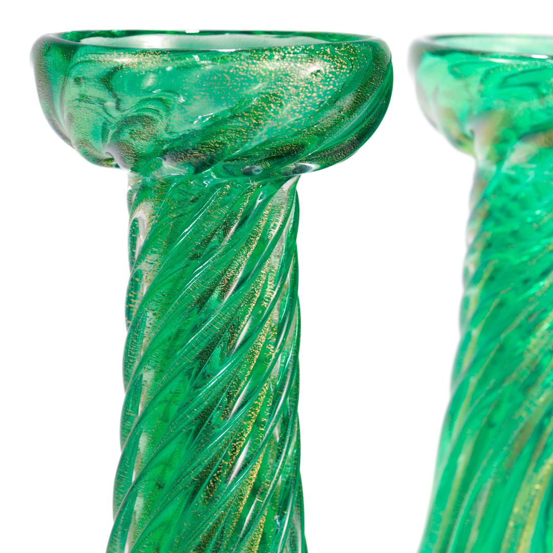 Pair of Signed Archimede Seguso / Tiffany & Co. Murano Glass Twist Candlesticks  For Sale 4