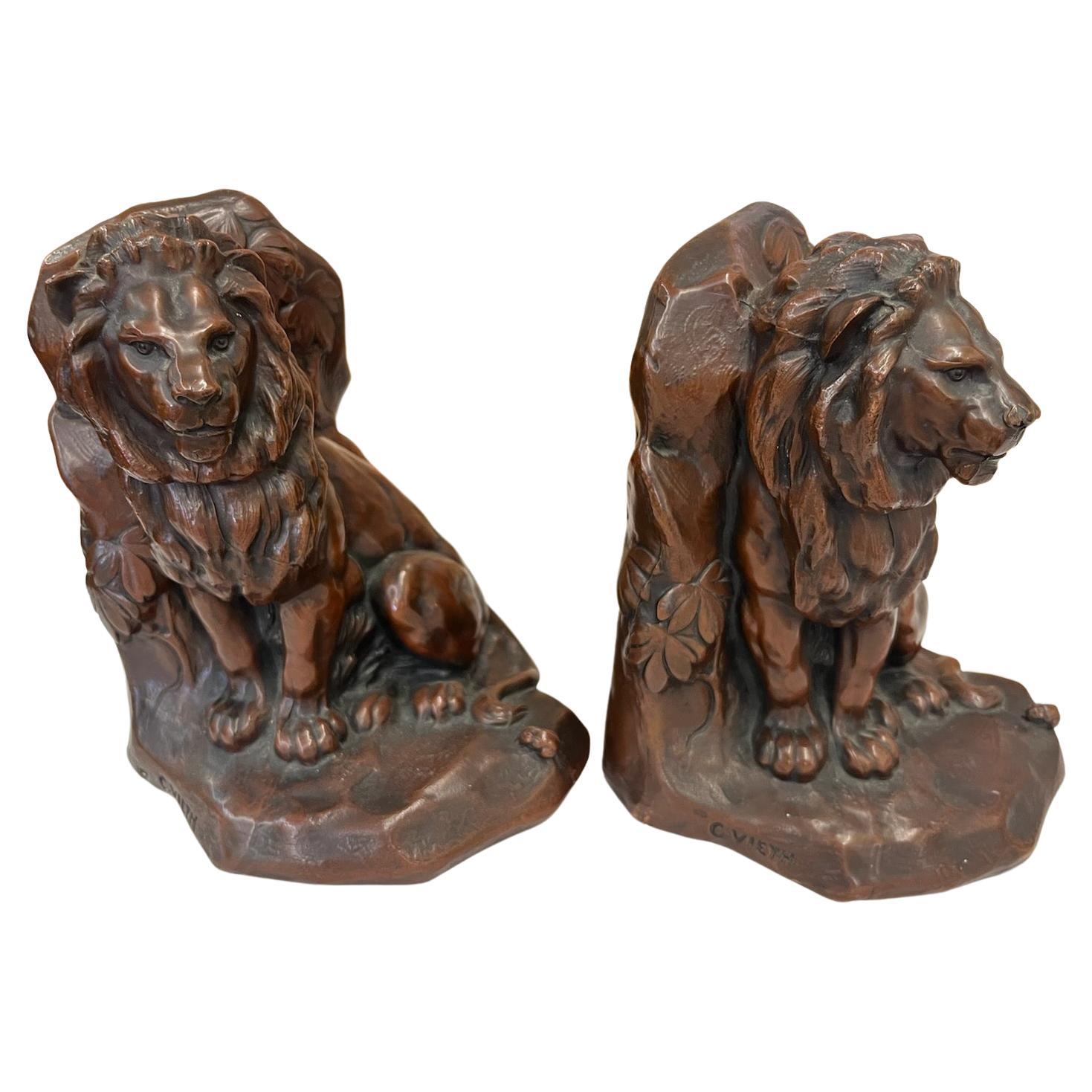 Saro Lifestyle Lion Crystal Bookends 