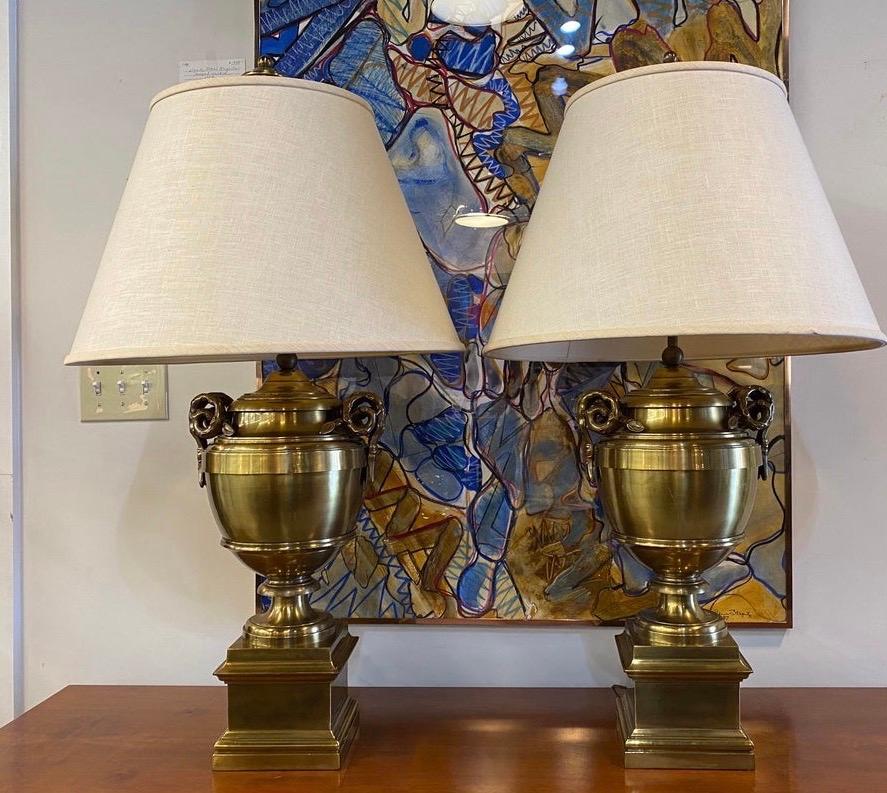 large brass lamps