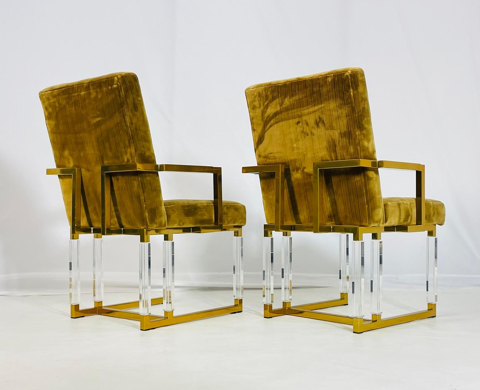 Paire de fauteuils en lucite signés Charles Hollis Jones, Collectional, années 1980 Bon état - En vente à Los Angeles, CA