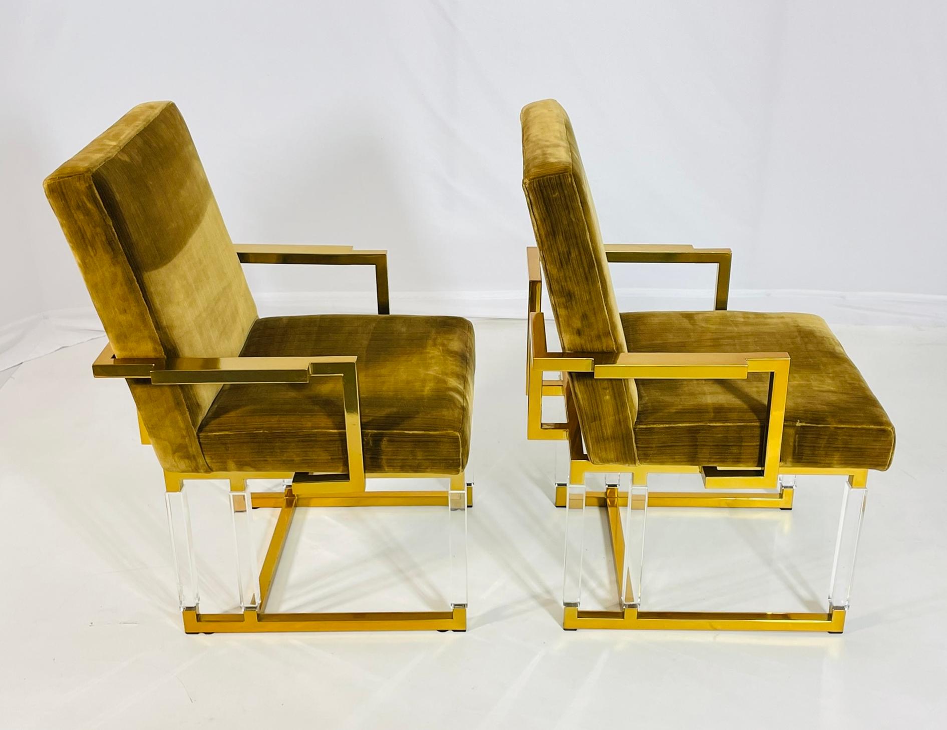 Fin du 20e siècle Paire de fauteuils en lucite signés Charles Hollis Jones, Collectional, années 1980 en vente