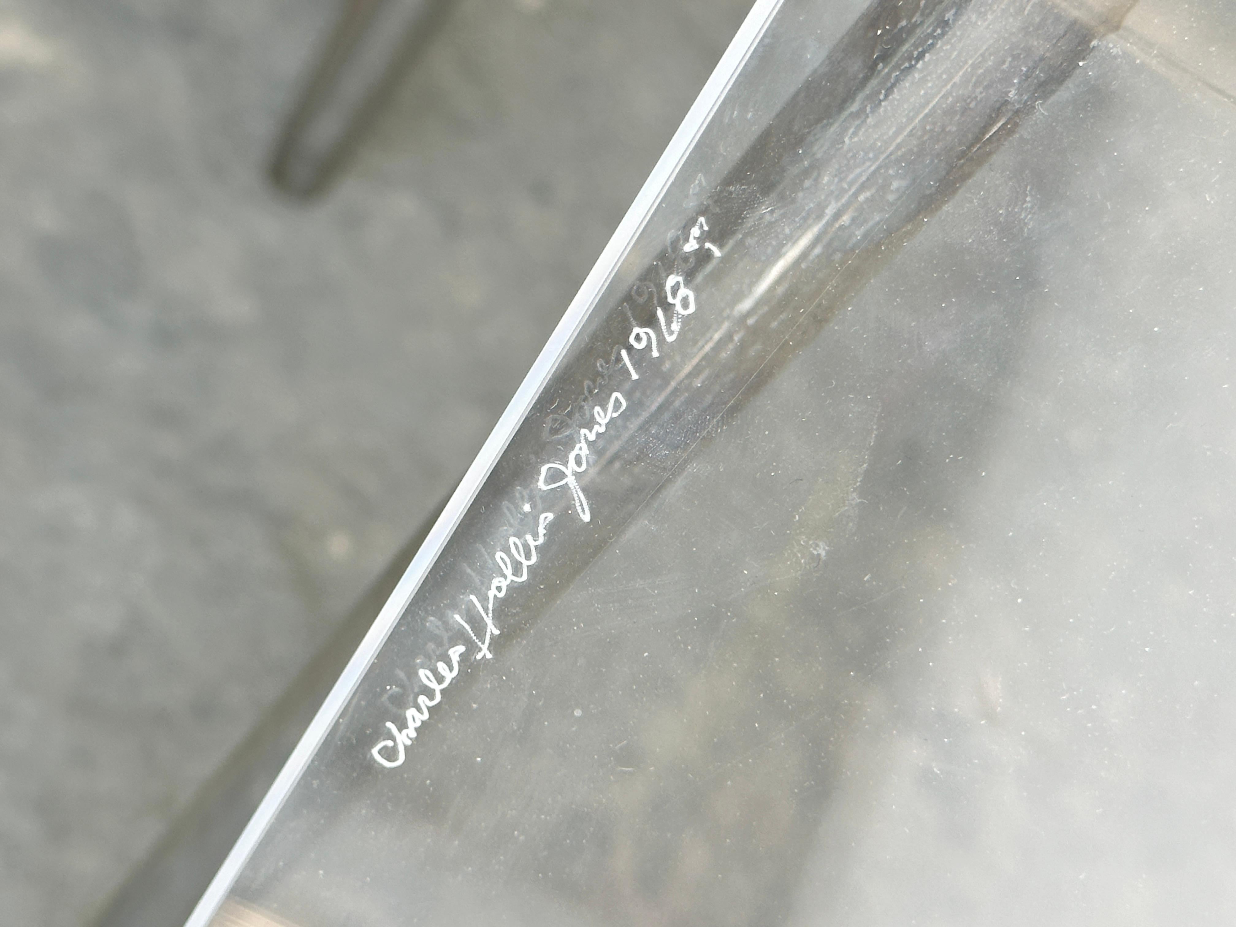 Ein Paar signierte Sling Chairs aus klarem Lucite und Chrom von Charles Hollis Jones (Moderne der Mitte des Jahrhunderts) im Angebot