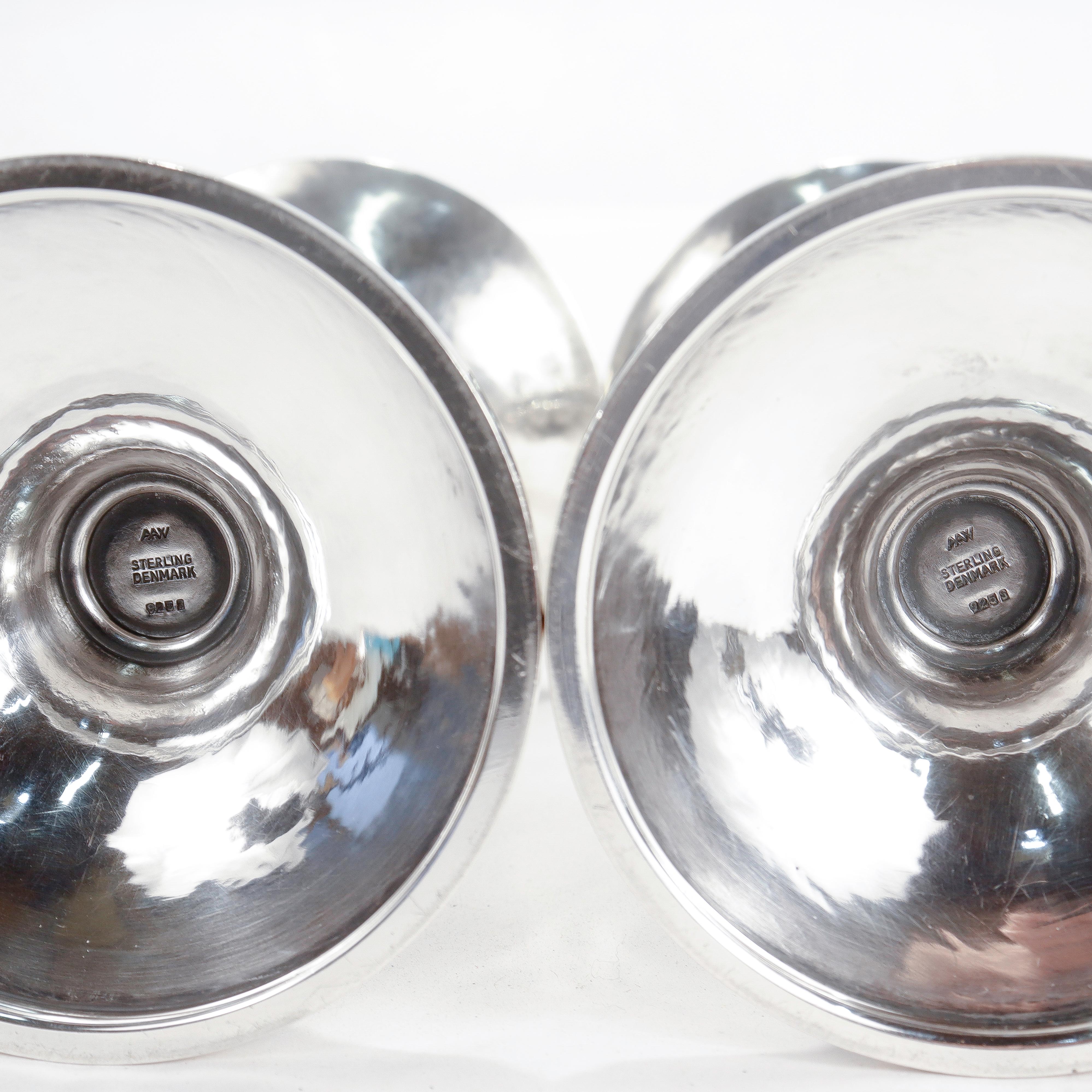 Pair of Signed Danish Modern Sterling Silver Grapes Candlesticks by Aage Weimar For Sale 9