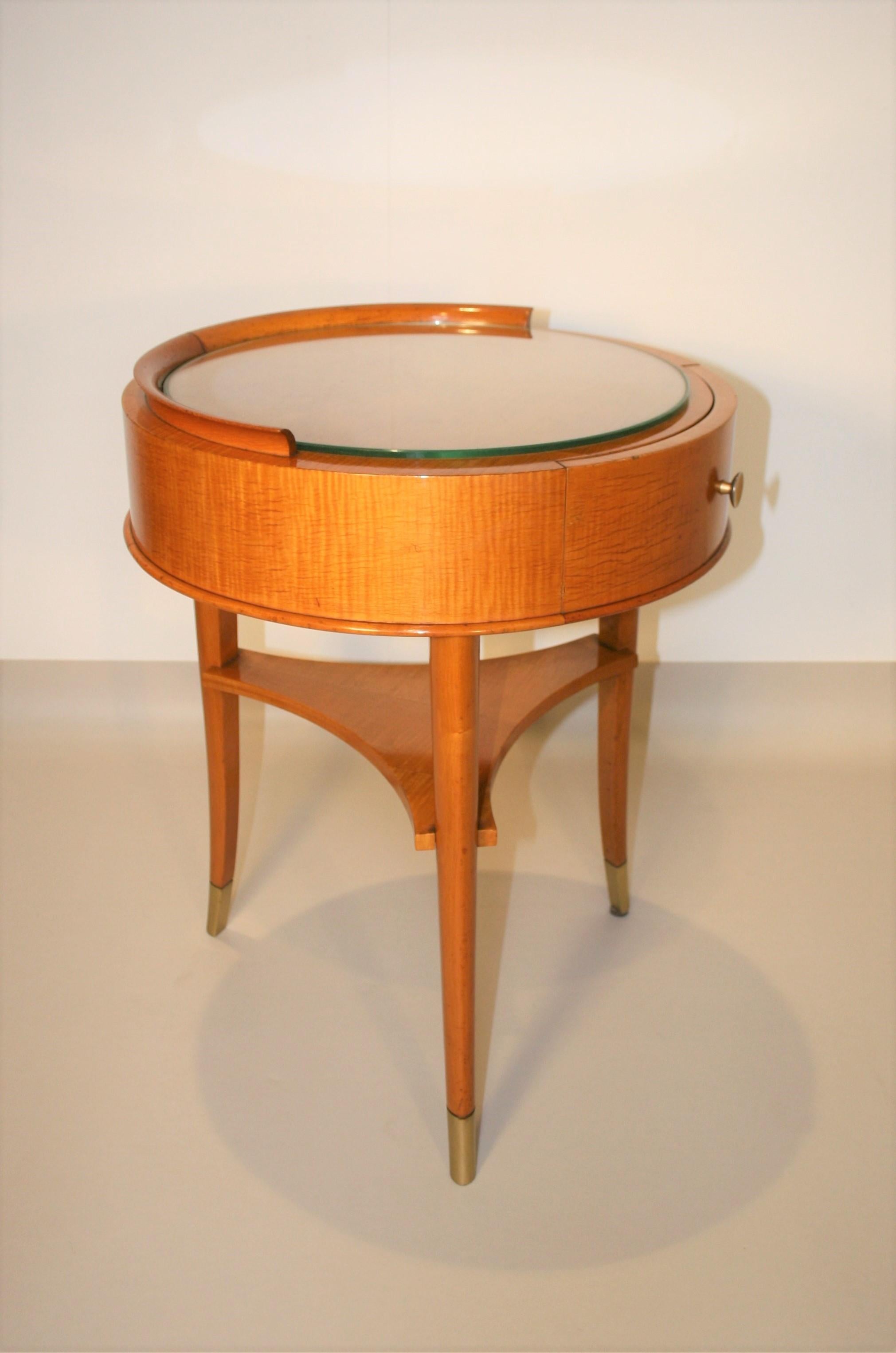 Sycamore Pair of Signed De Coene Side Tables, 1930s