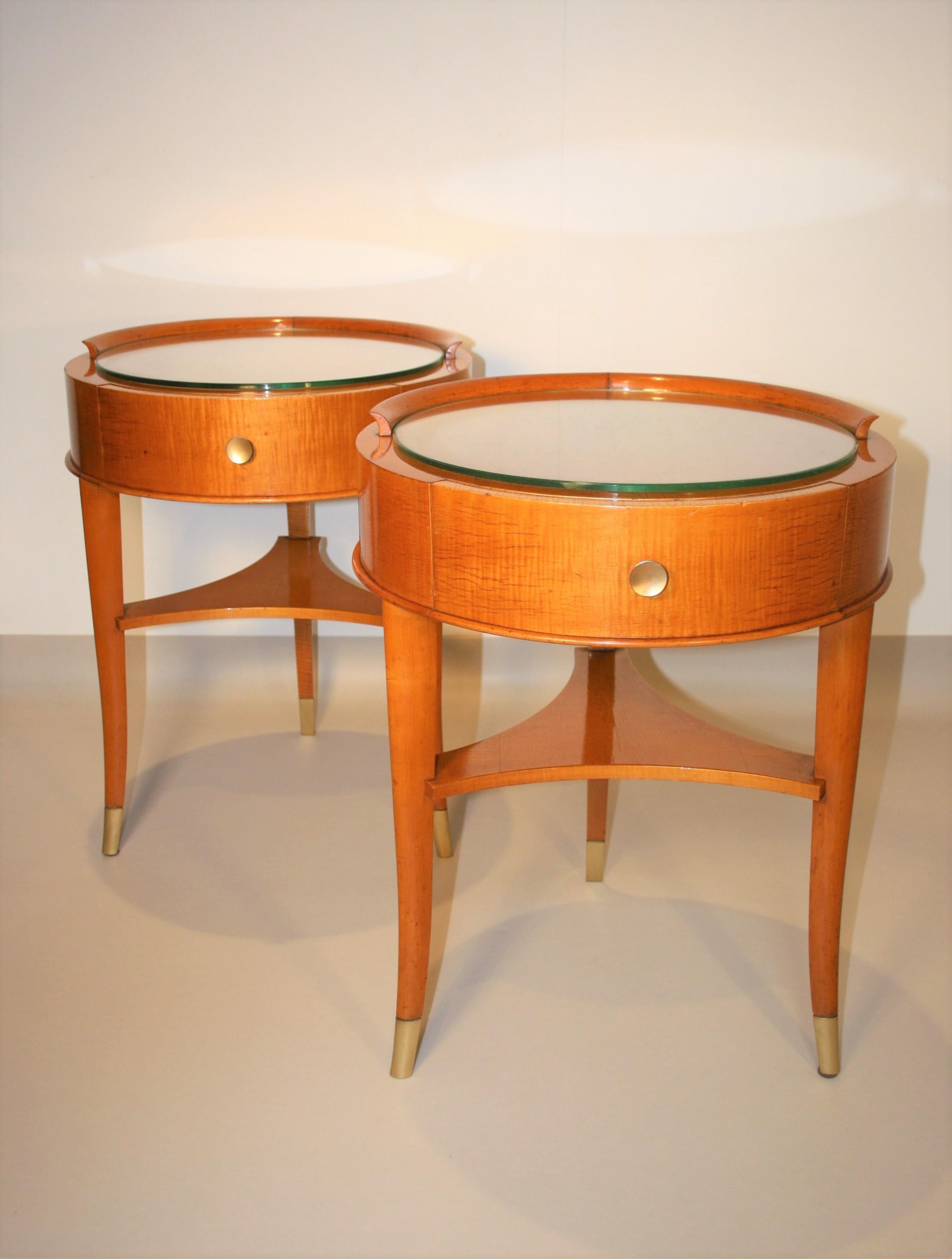 Two beautiful Art Deco side tables made in the 1930s by the well-known firm De Coene in Sycamore.
Both tables are branded with the De Coene logo, the name of the model (Jacqueline) is handwritten and also the name for which the tables were made (Mr