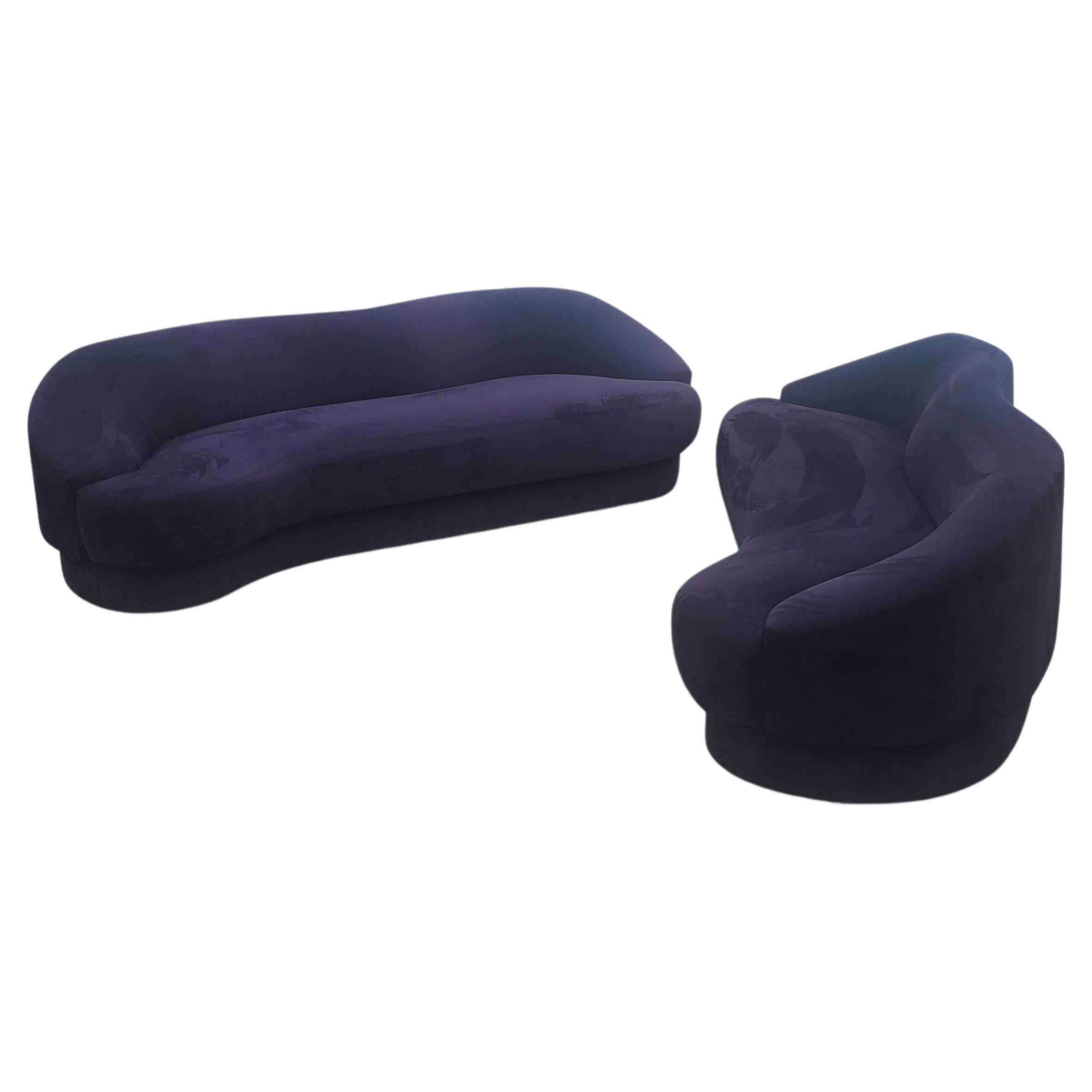 Pair of Signed Directional Biomorphic Sofas