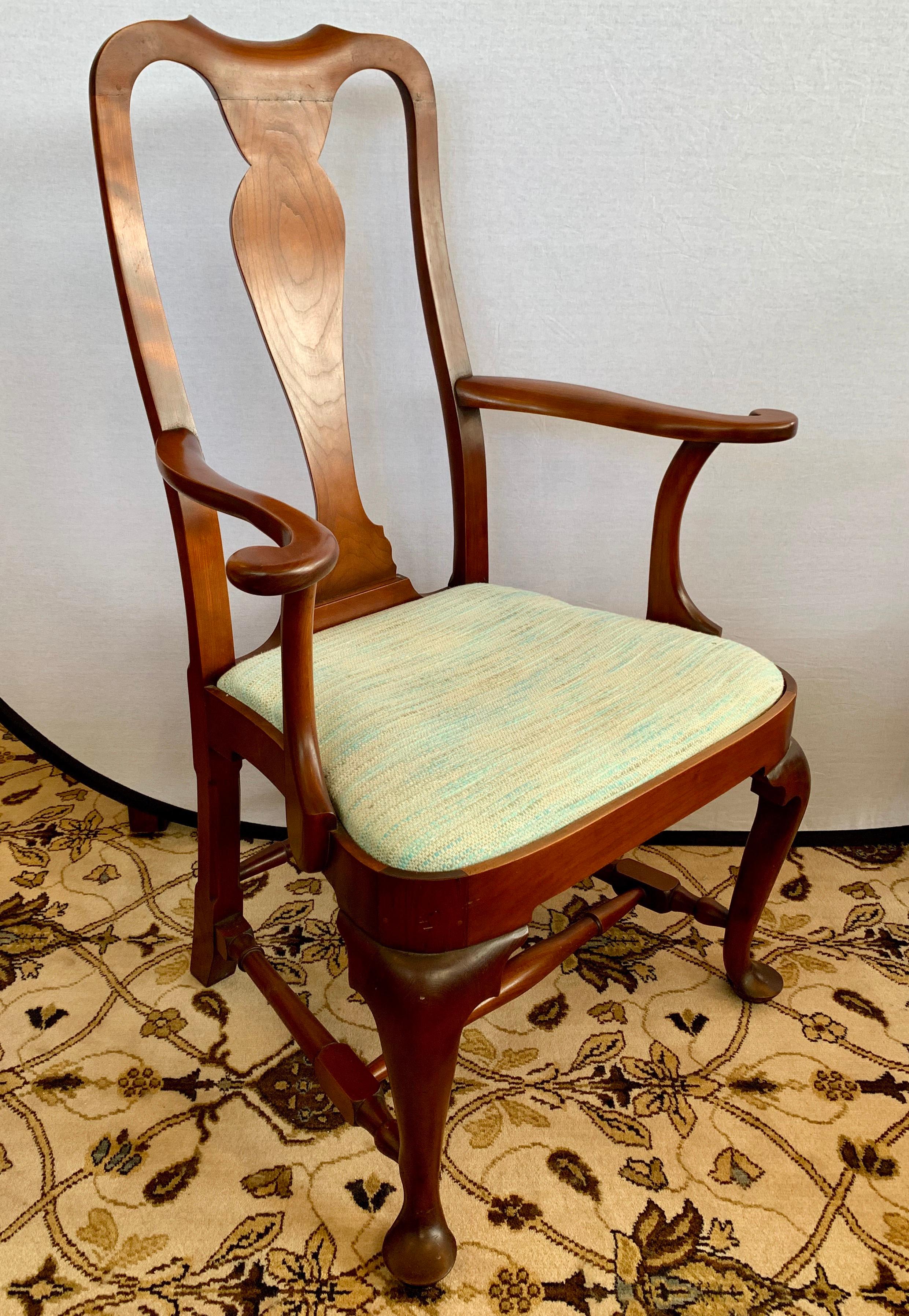 American Pair of Signed Eldred Cherry Wood Armchairs