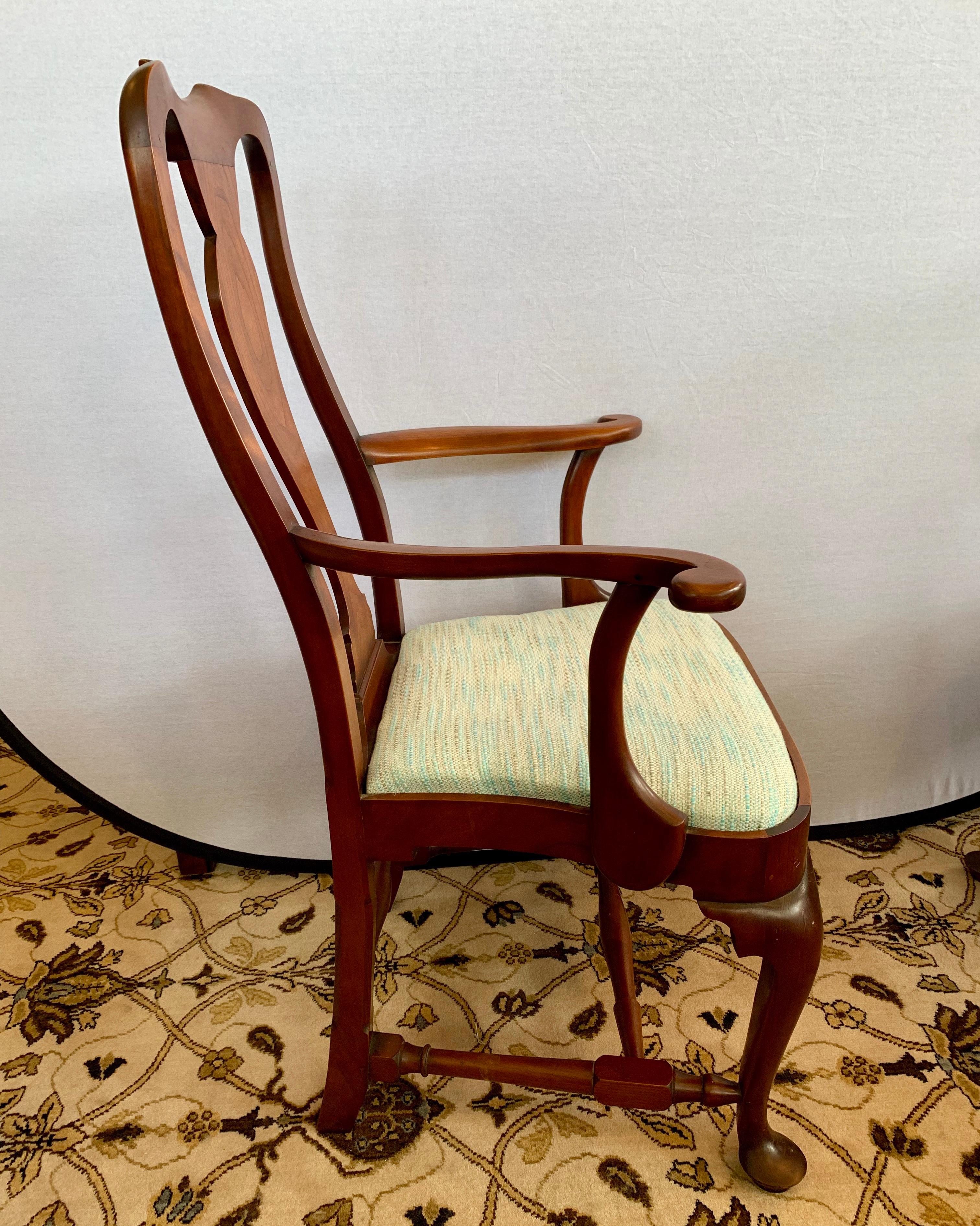 Pair of Signed Eldred Cherry Wood Armchairs In Good Condition In West Hartford, CT