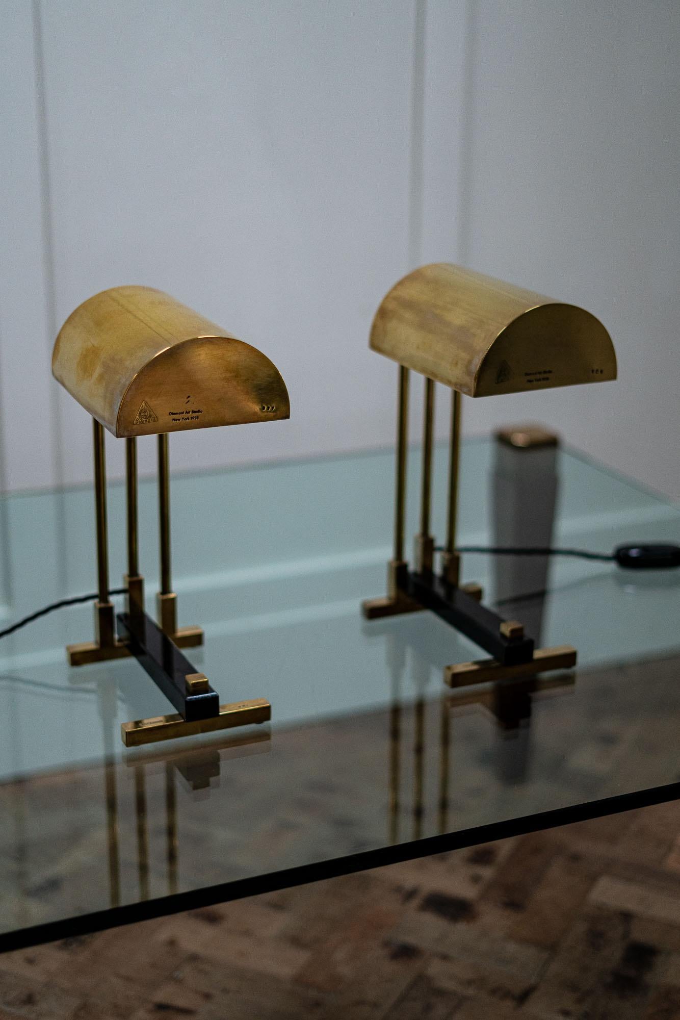 Pair of signed Elite Diamant lamps, made from nickel-plated brass.

They are signed 'Elite Diamant', a German manufacturer who made a limited productions inspired by 