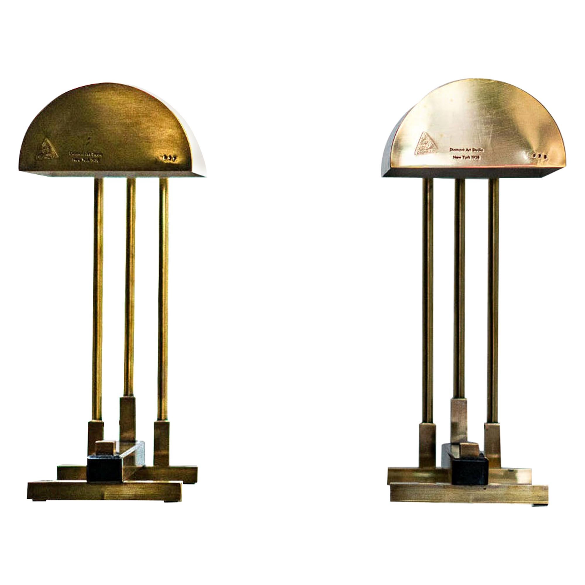 Pair of Signed Elite Diamant Lamps, 1930s