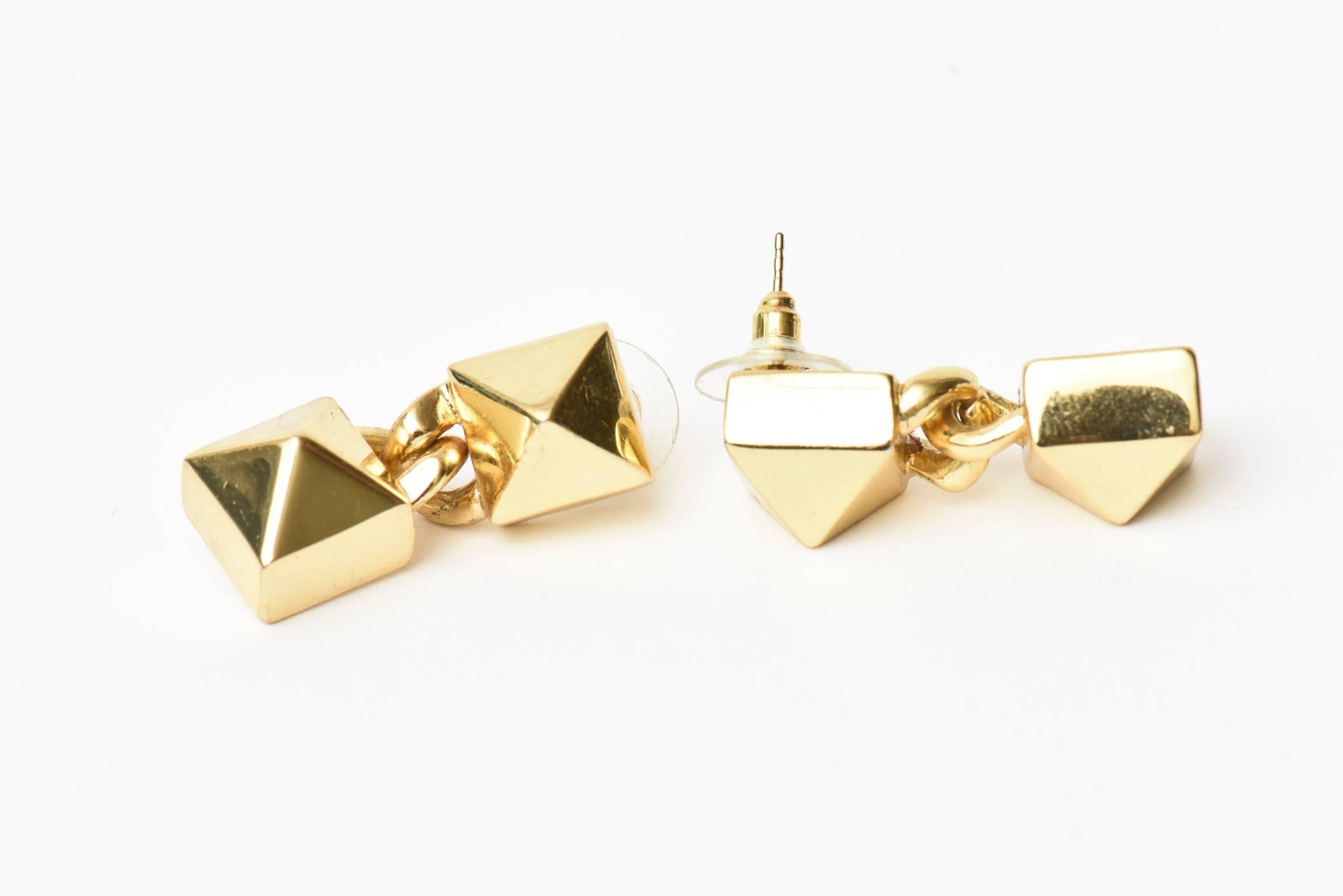 Signed Fallon Sculptural Pierced Earrings For Sale 5