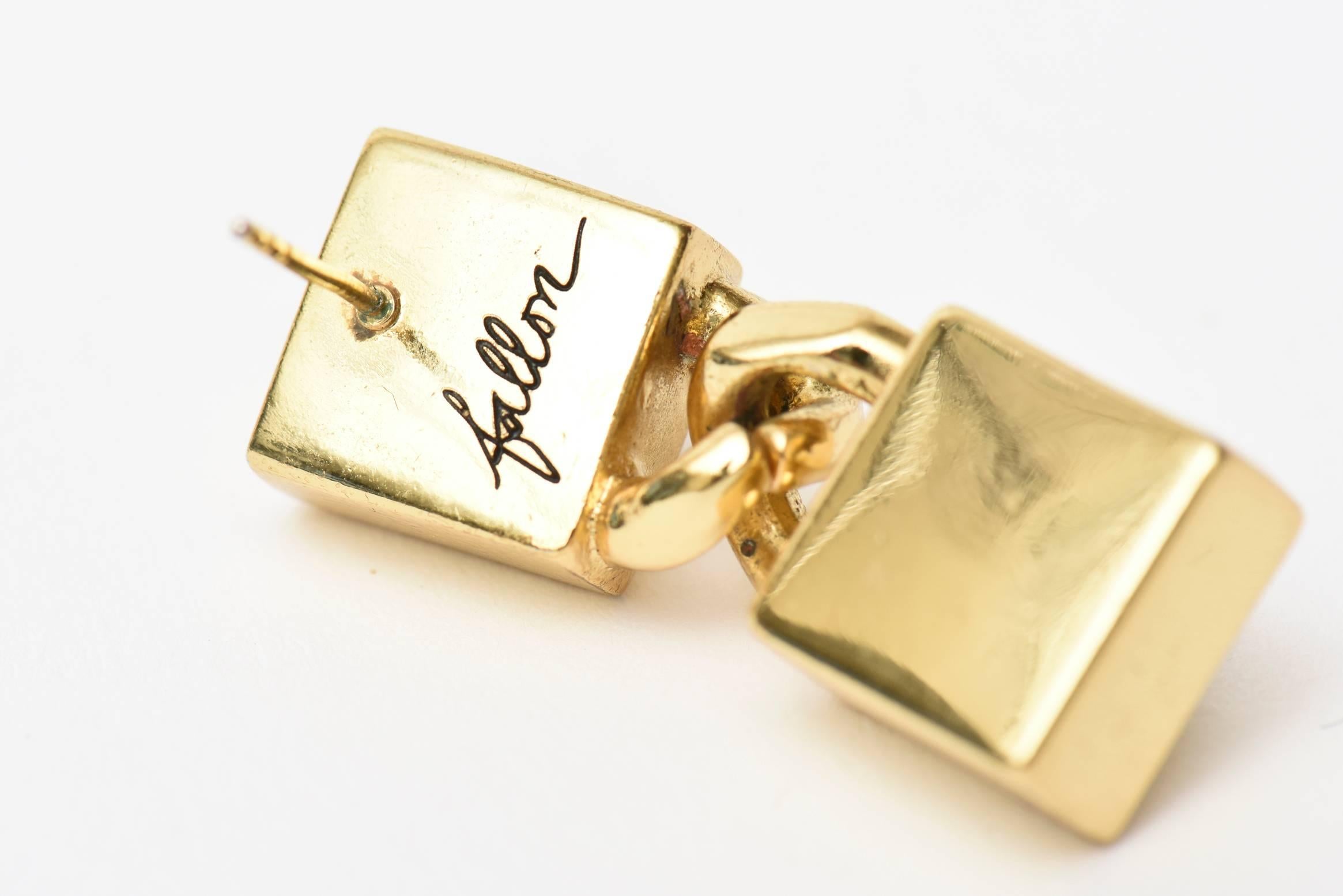 Signed Fallon Sculptural Pierced Earrings For Sale 4