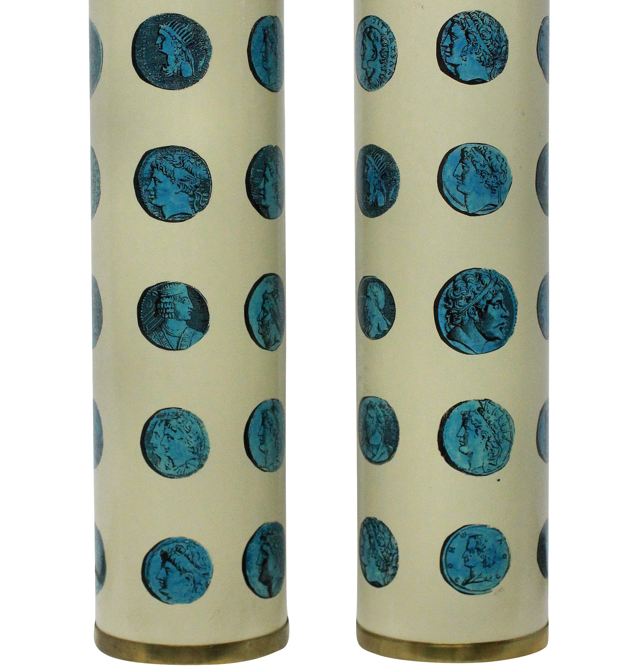 Italian Pair of Signed Fornasetti Lamps
