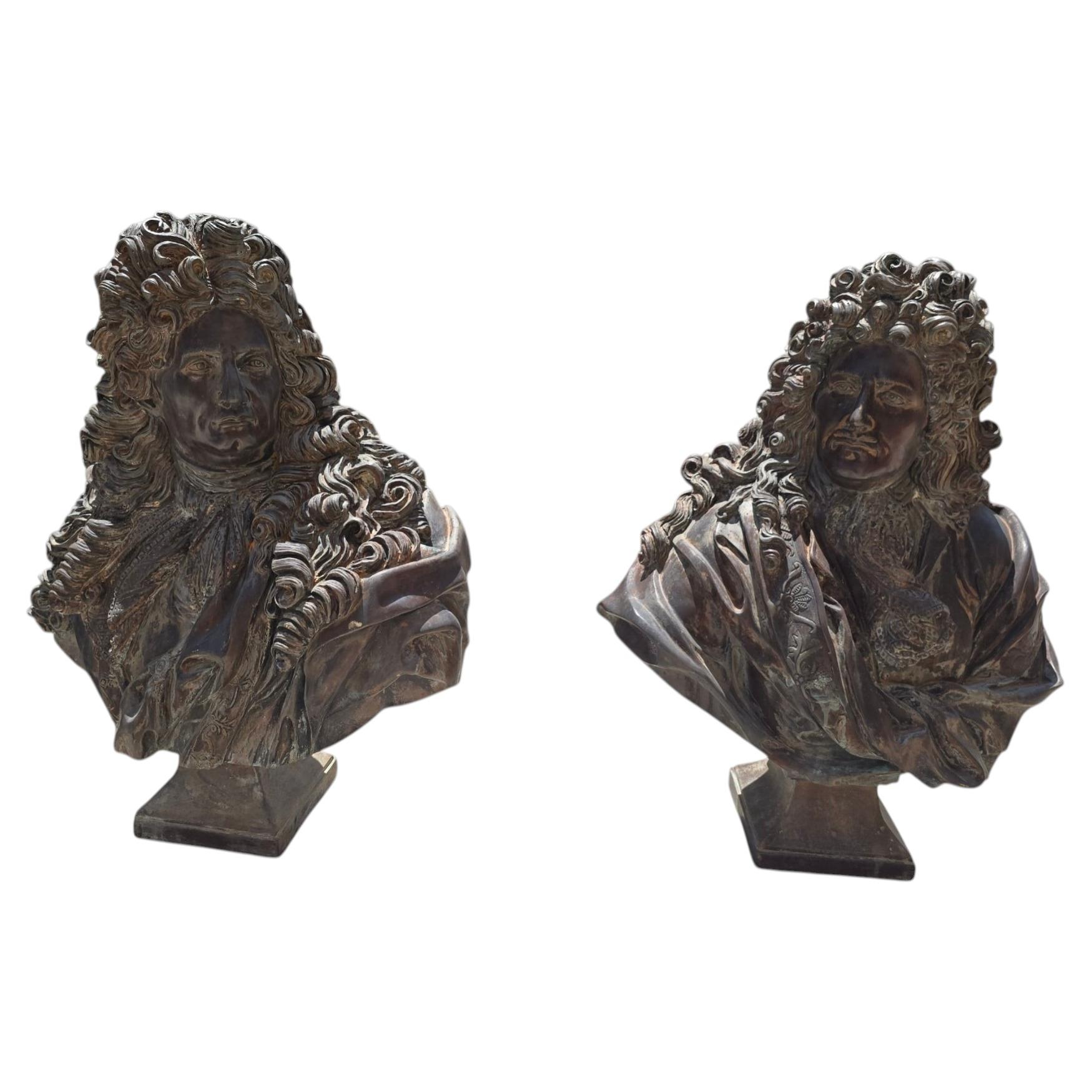 Pair of Signed French Bronze Sculptures of Louis XIV and the Dauphin, Early 20th