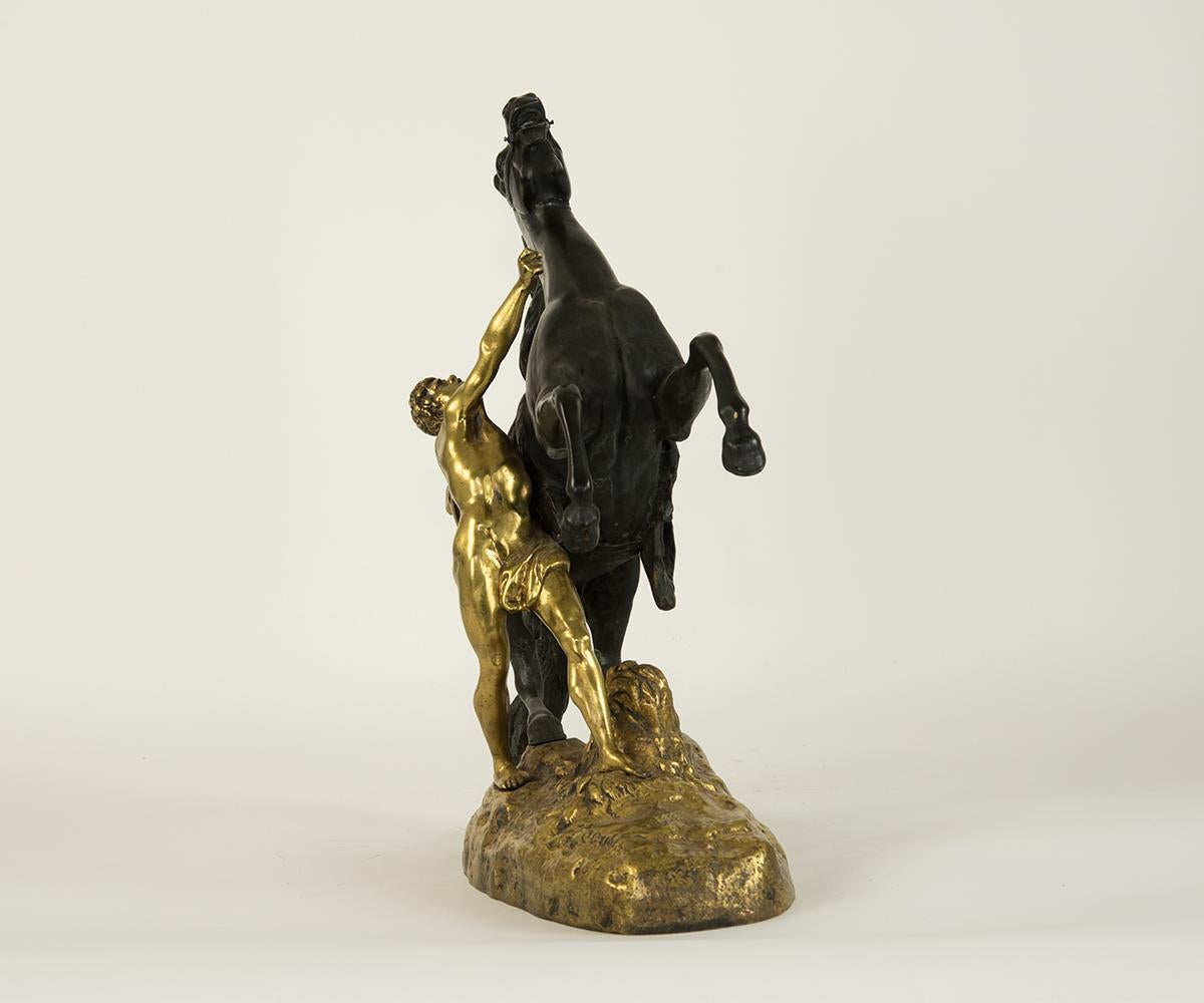 Pair of Signed French Gilt Bronze Marley Horses 5