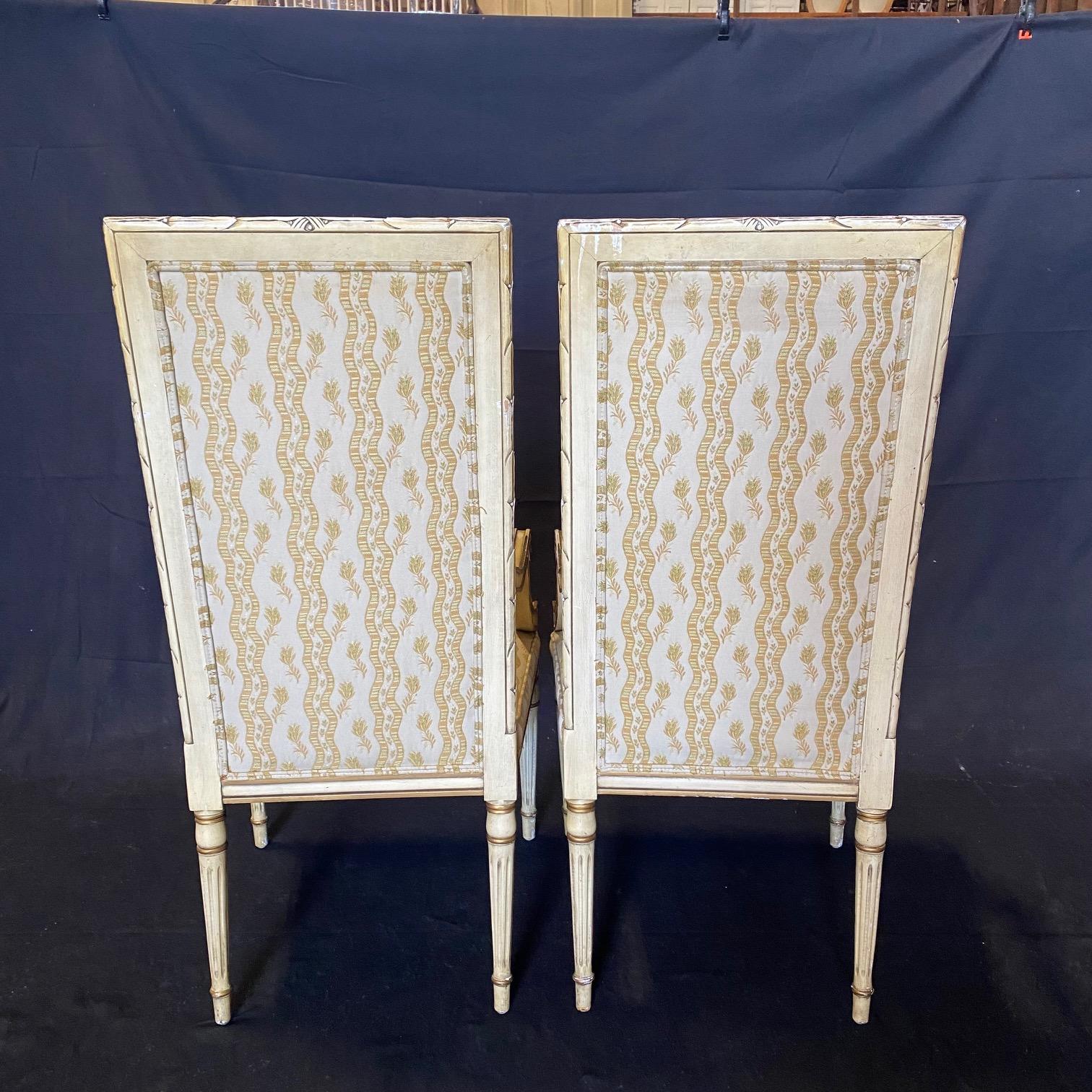 Gilt Pair of Signed French Neoclassical Style Designer Quality Armchairs