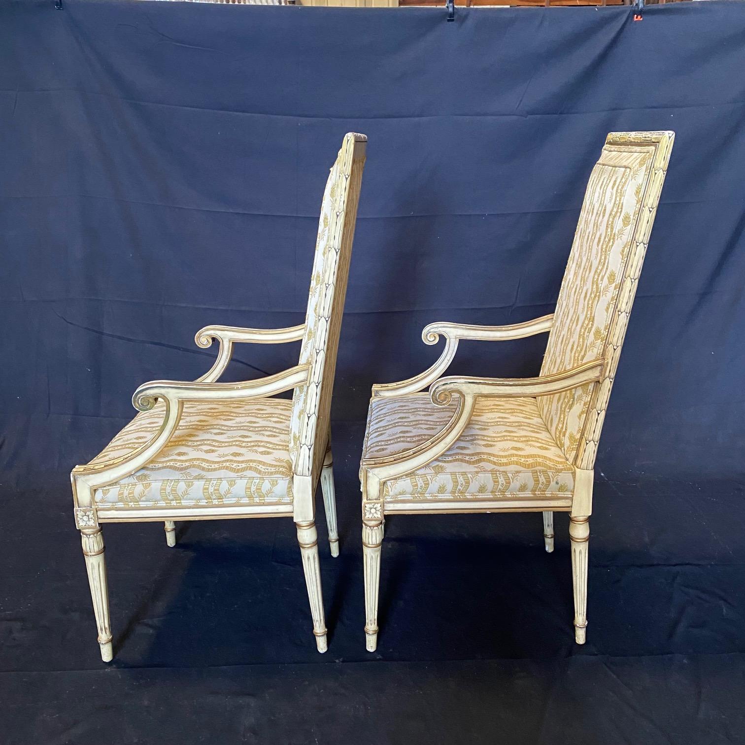 Upholstery Pair of Signed French Neoclassical Style Designer Quality Armchairs