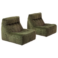 Paire de chaises à pantoufles en velours vert signées par Steiner & Greene - France 1970's