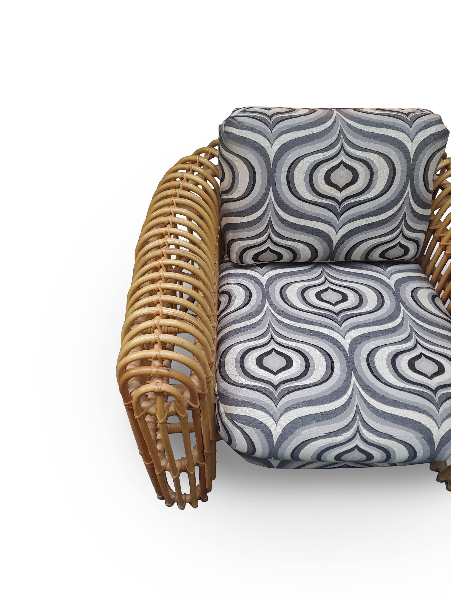 Paire de chaises longues signées Henry Olko en rotin et canne Rib Series en vente 5