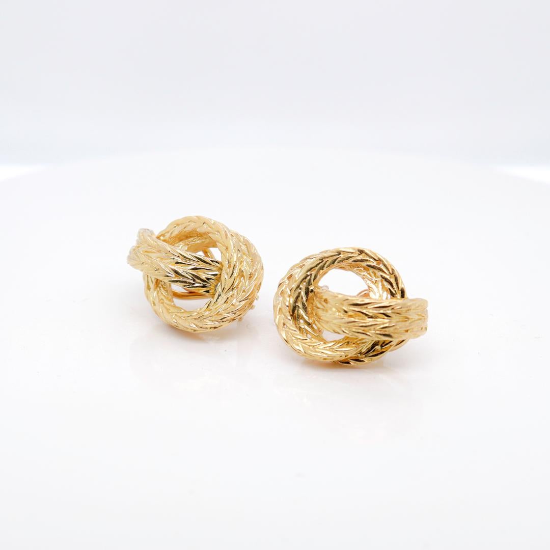 Pair of Signed Hermes 18k Gold Vendôme Earrings For Sale 2