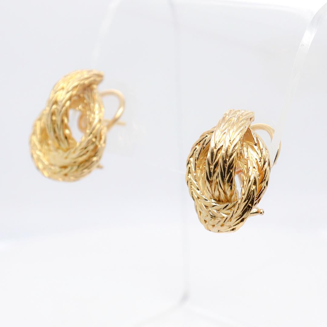 Pair of Signed Hermes 18k Gold Vendôme Earrings For Sale 3