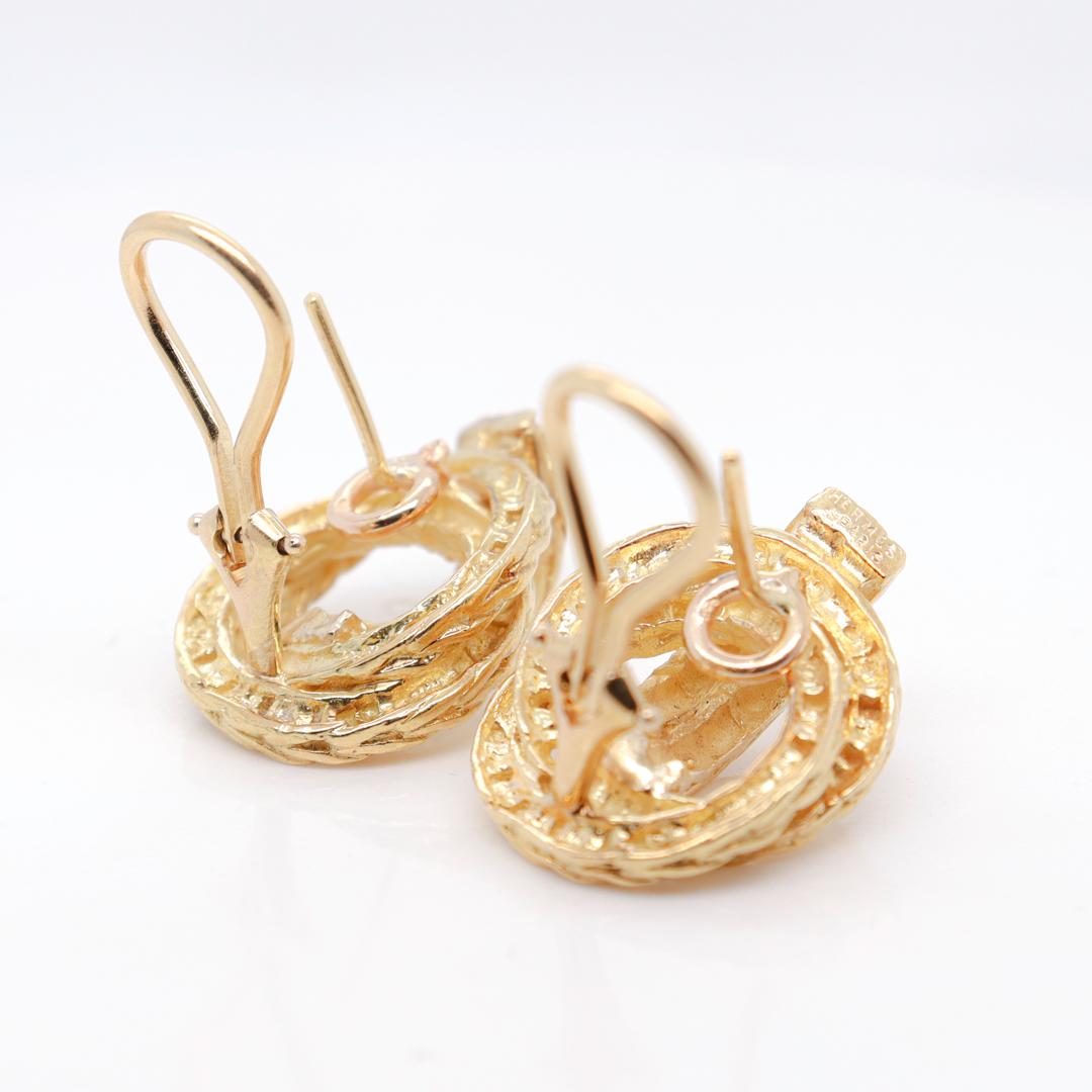 Pair of Signed Hermes 18k Gold Vendôme Earrings For Sale 4