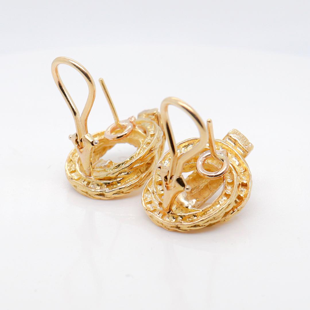 Pair of Signed Hermes 18k Gold Vendôme Earrings For Sale 7