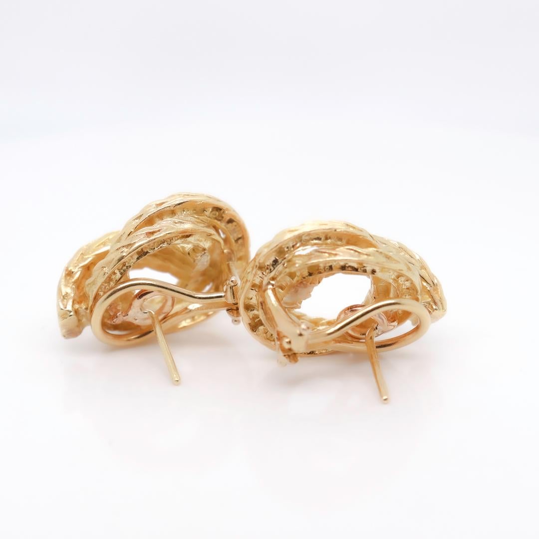 Modern Pair of Signed Hermes 18k Gold Vendôme Earrings For Sale