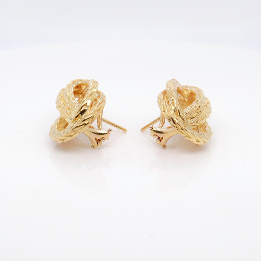 Pair of Signed Hermes 18k Gold Vendôme Earrings For Sale 1