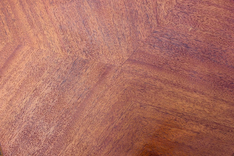 Pair of Signed Hexagon Greek Key End Tables by Frank Lloyd Wright for